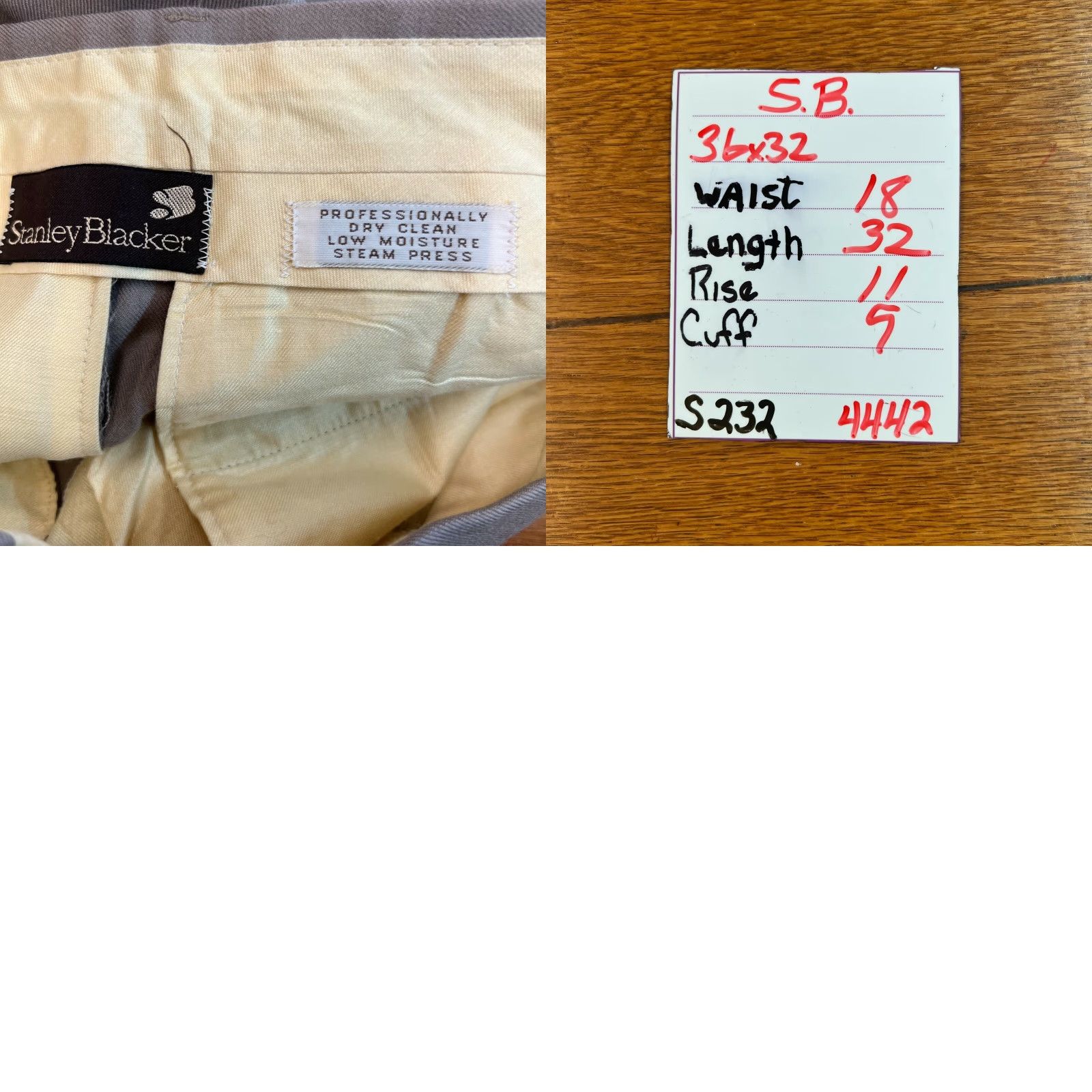 Stanley Blacker Stanley Blacker Mens Dress Pant Pant Casual Tan 36X32 Regular Straight Flat Front Belt Loops to Inseam 32in - Vintage No, 100% Genuine US Seller Size US 36 / EU 52 - 8 Thumbnail