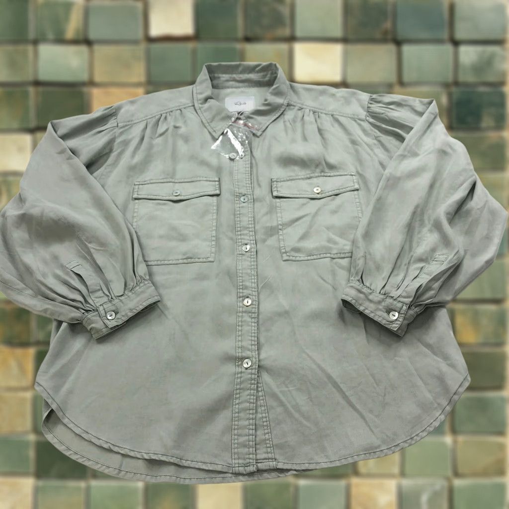 Rails Rails Soren Sage Denim Shirt Large NEW 100% Tencel Button Long Sleeve Green Women's Casual Shirt Size L / US 10 / IT 46 - 1 Thumbnail
