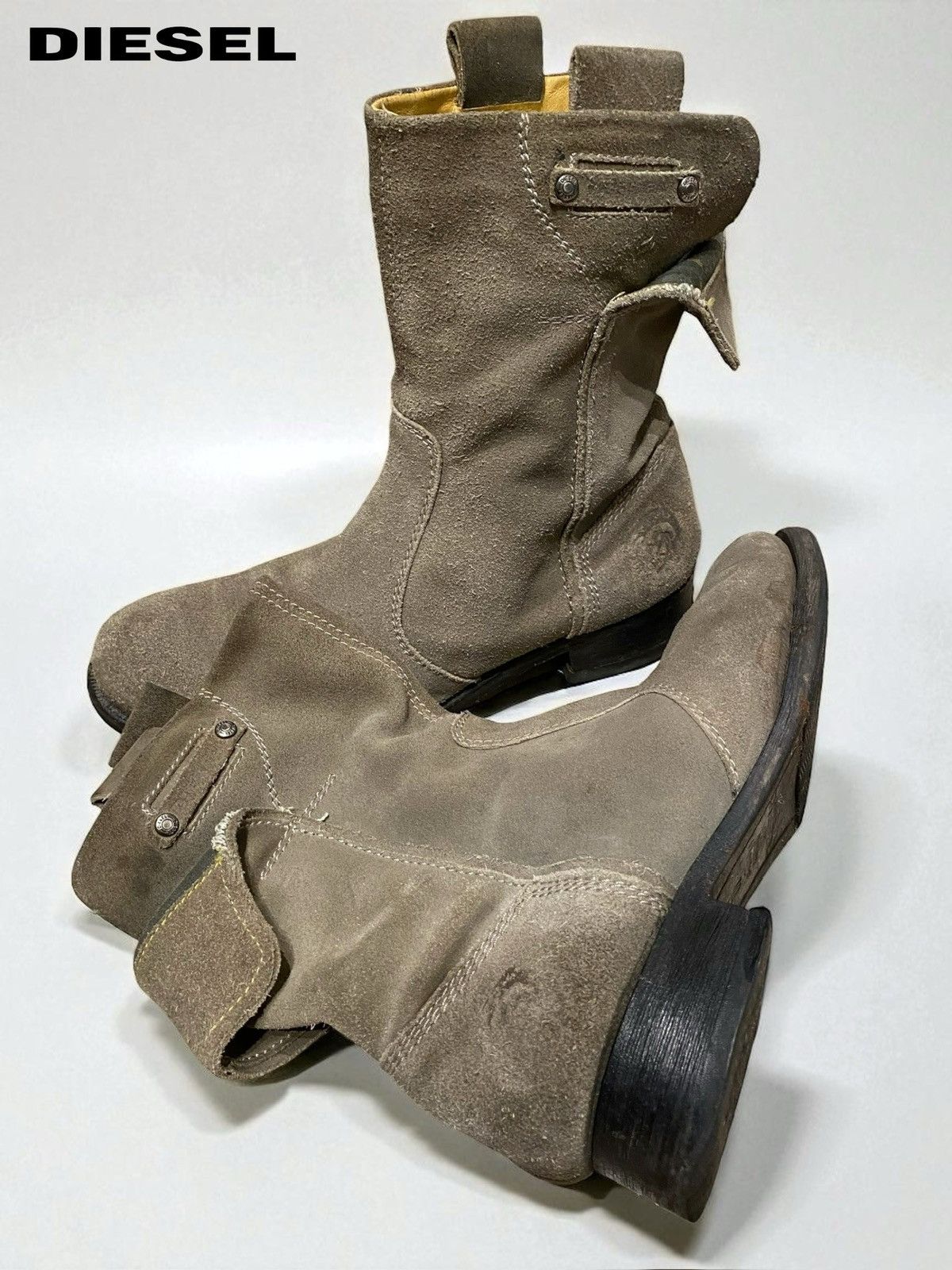 Diesel Diesel Builder Leather Moc-Toe Boots – Brown Suede US 10 