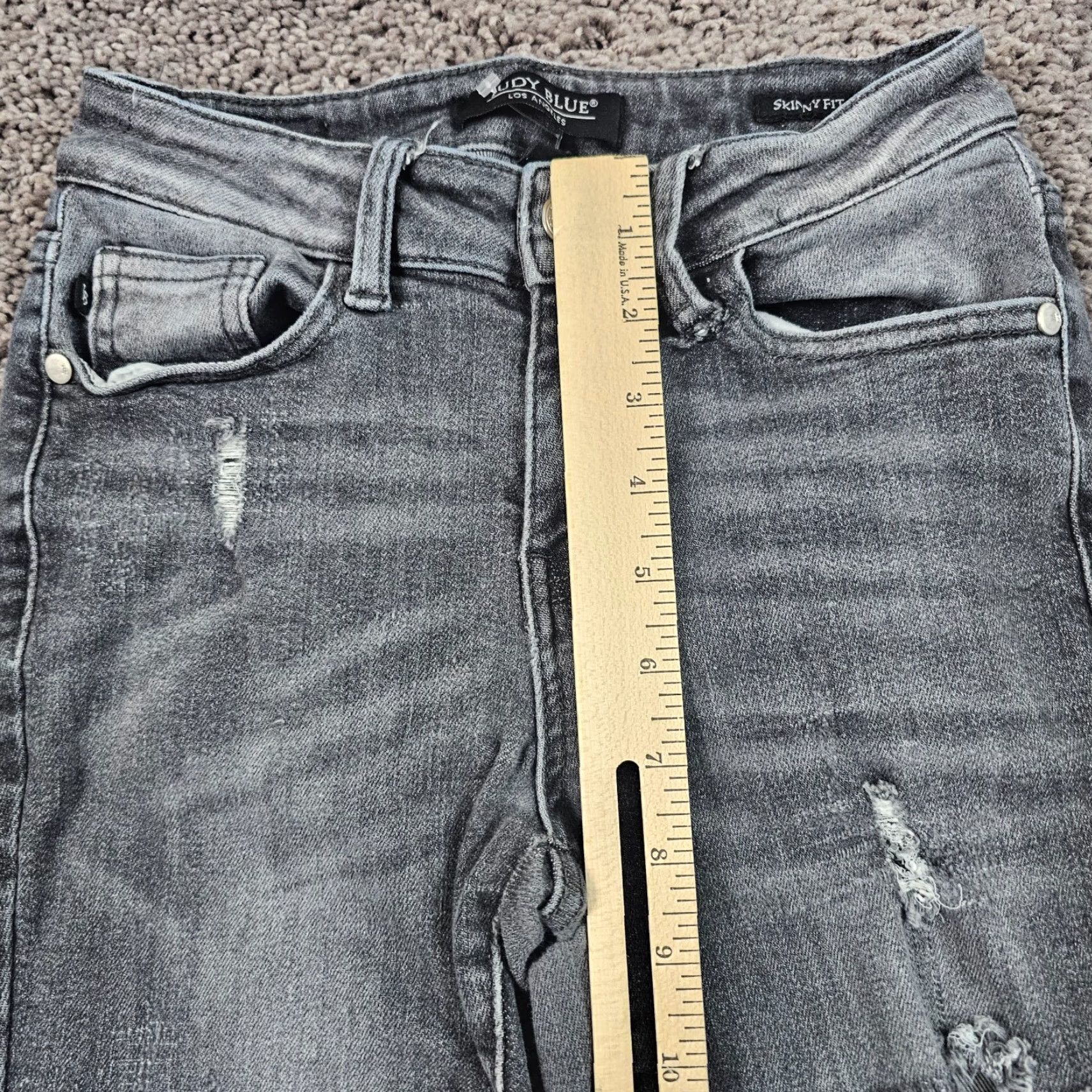 Denime Judy Blue Jeans Skinny Women 24 Gray Low Rise Stretch Denim Fray 28in Inseam Womens Jeans 90s Style Size 42" / US 20 - 5 Thumbnail