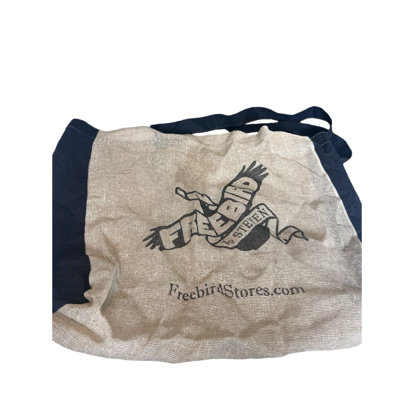 FREEBIRD VINTAGE FREEBIRD By Steven Tan & Black LOGO JUTE BAG Shoulder Tote Travel Tan Womens 14” tall 16.5” wide 4.5” deep Size ONE SIZE - 6 Thumbnail