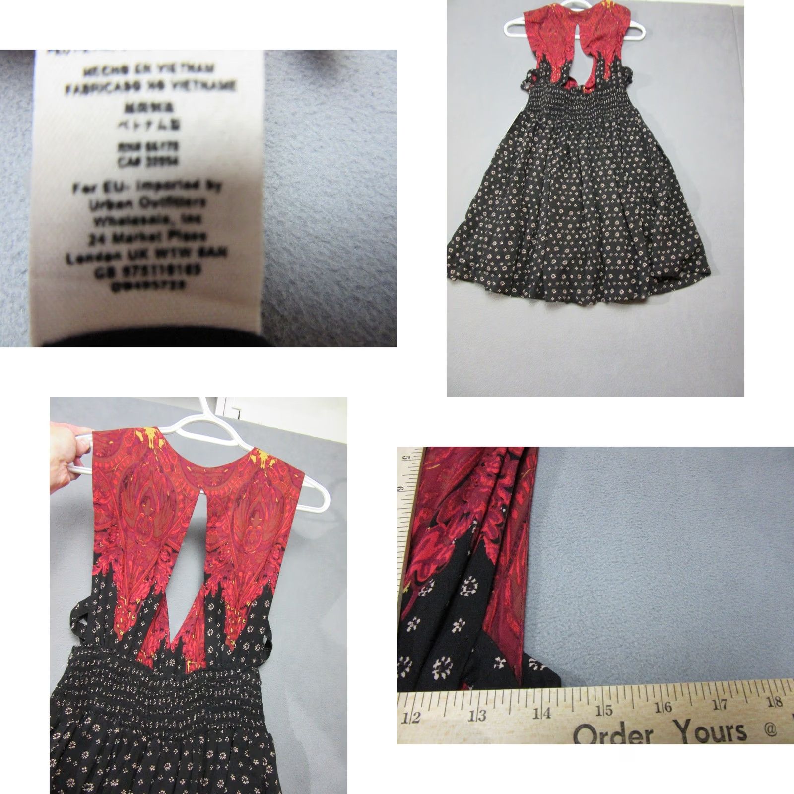 Free People Free People Mini Dress Womens L Black Rayon Mixed Print Smocked Waist Size L / US 10 / IT 46 - 10 Thumbnail