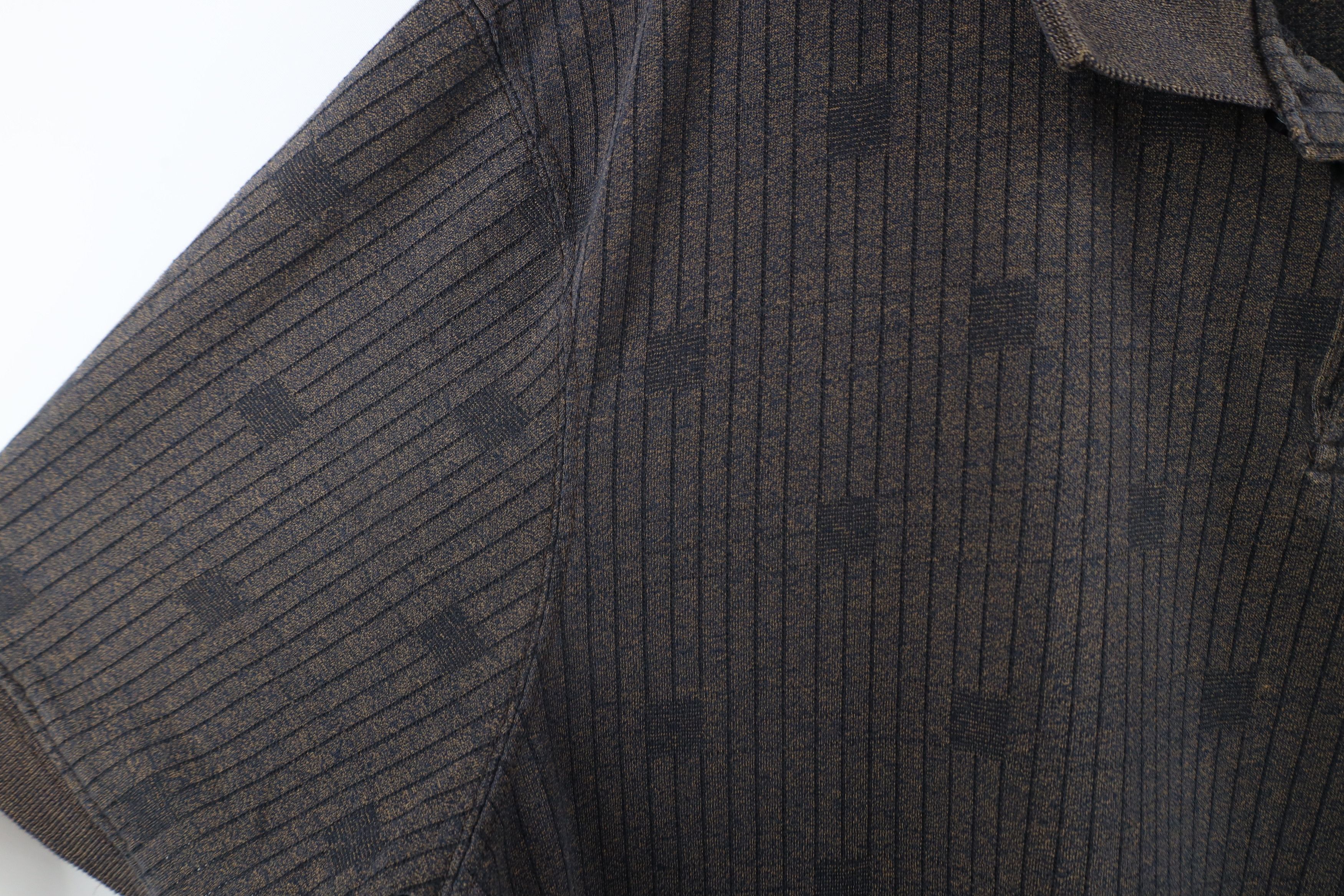 Vintage Vintage 90s Streetwear Geometric Knit Polo Shirt Brown Size US L / EU 52-54 / 3 - 6 Thumbnail