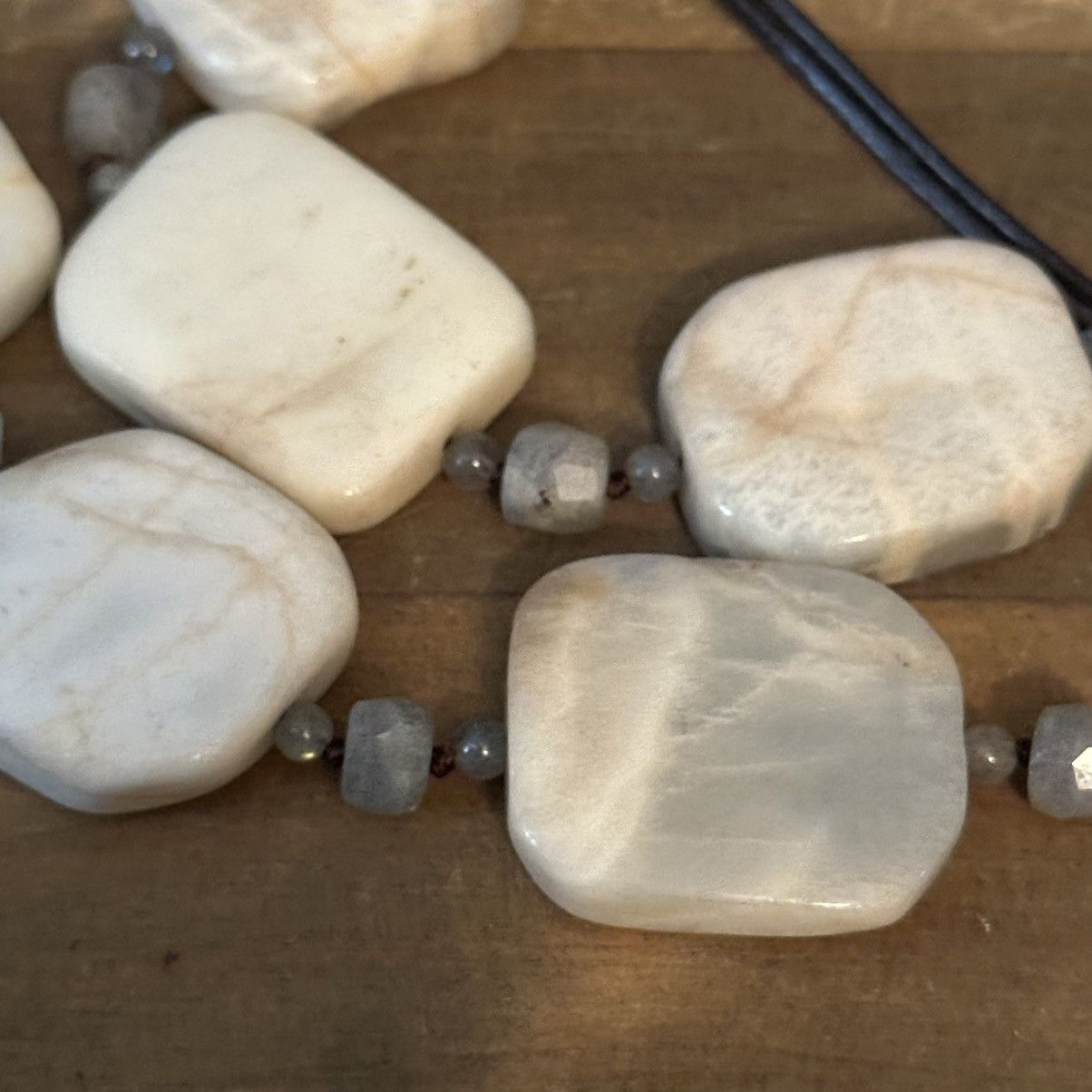 Vintage Vintage flat agate stones leather cord necklace Size ONE SIZE - 3 Thumbnail