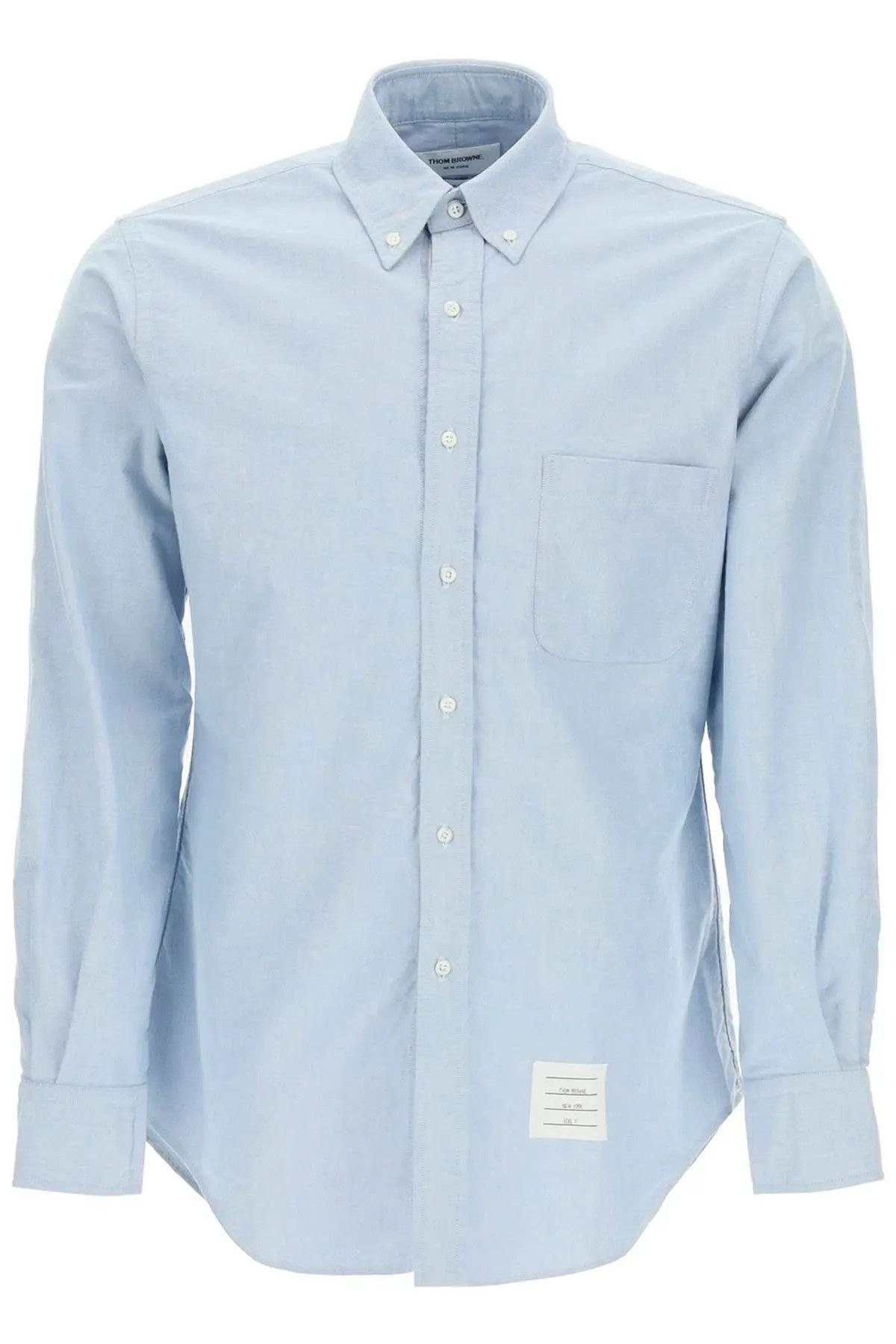 image of Thom Browne O1S22I1N0124 Oxford Cotton Button-Down Shirt In Light Blue, Men's (Size XL)
