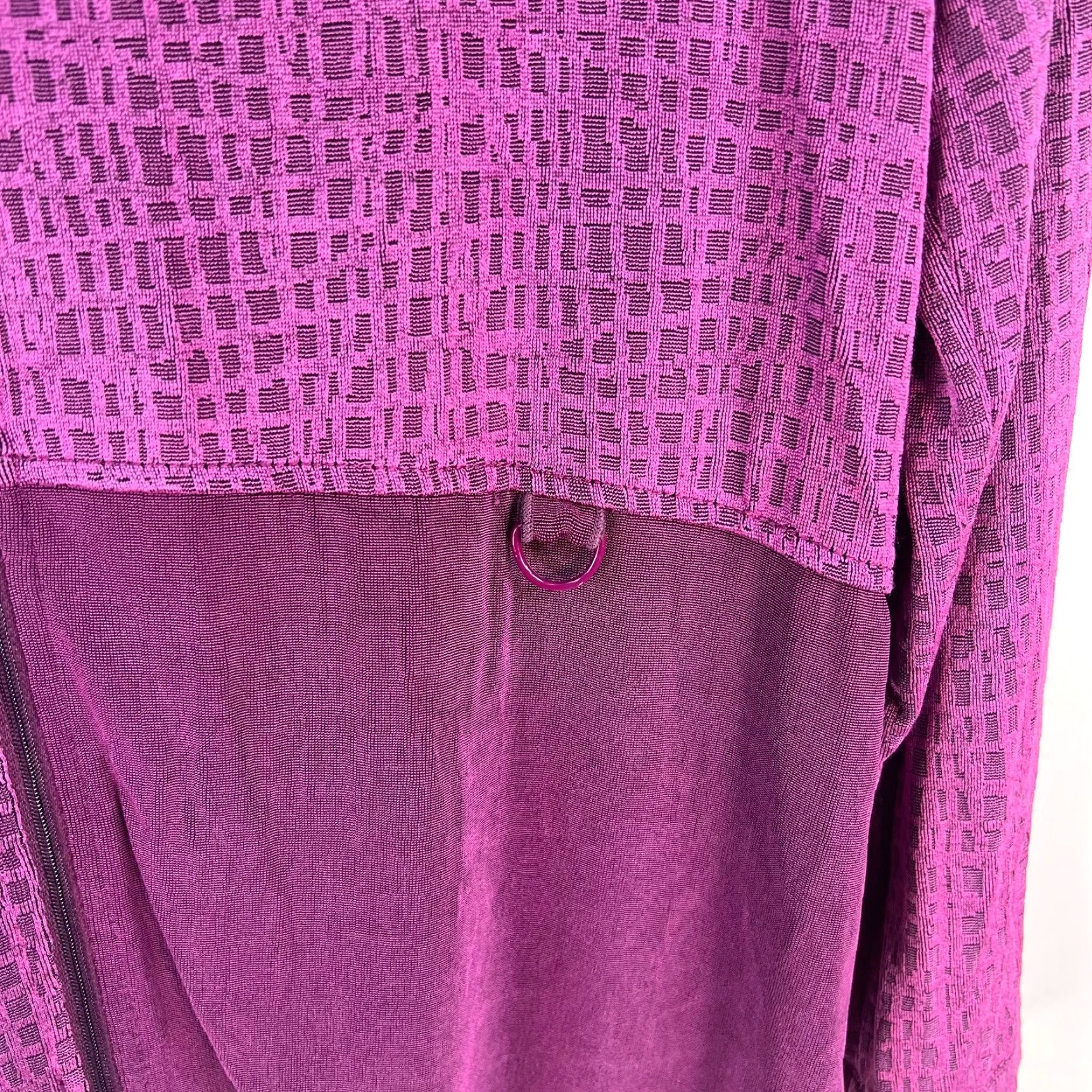 Vintage Picadilly Fashions Womens Blouse Collared Full Zip Long Sleeve Purple Sz L Knit 94% Acetate 6% Spandex Casual Size L / US 10 / IT 46 - 4 Thumbnail