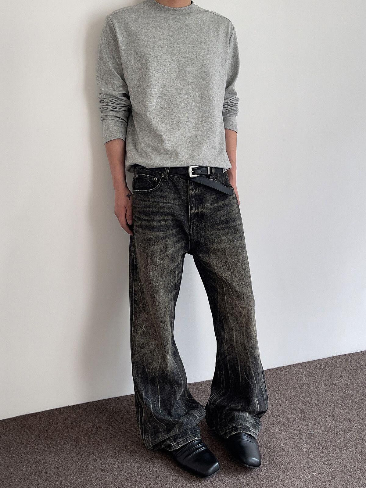 Jean Dark Wash Wide Leg Baggy Jeans Size US 33 - 3 Thumbnail