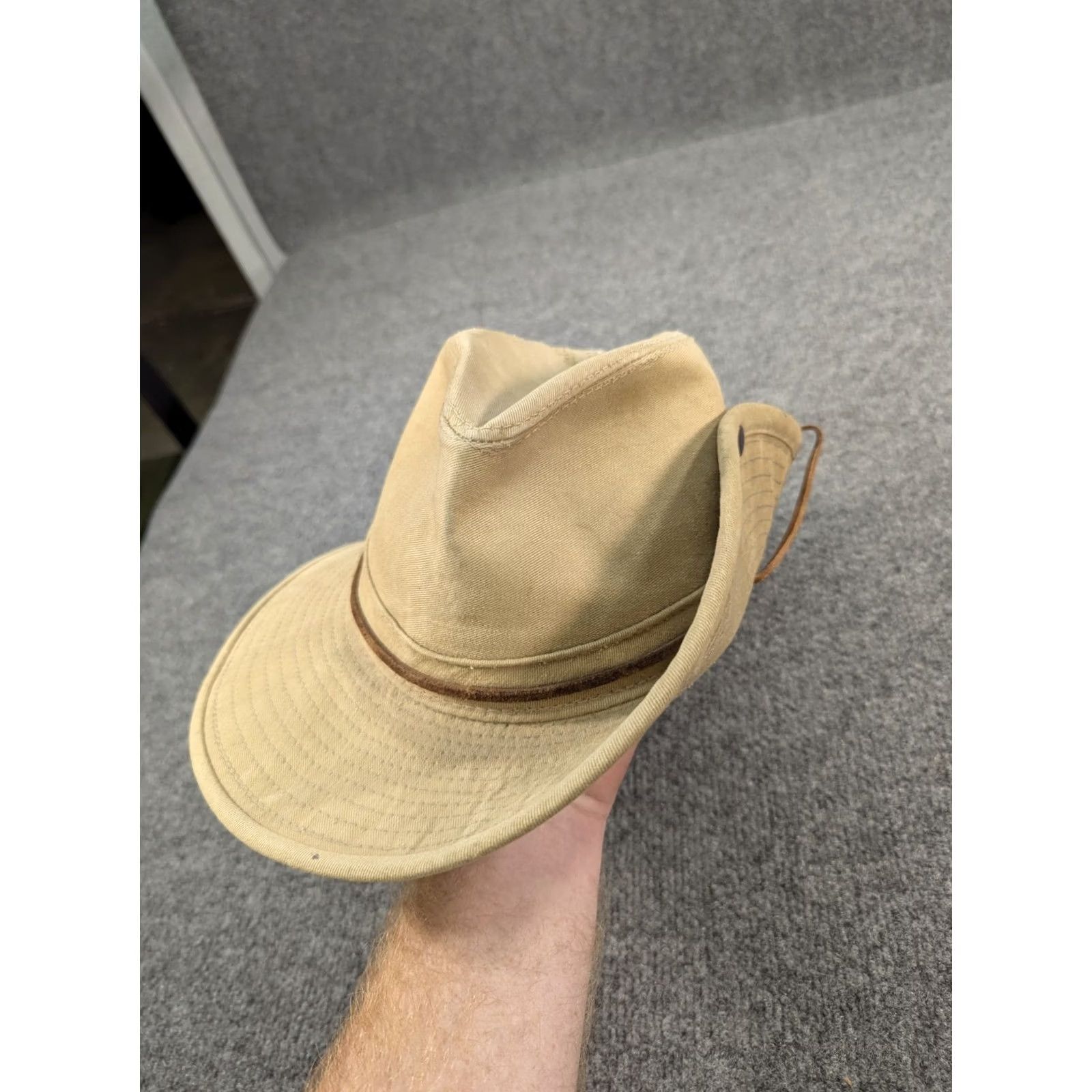Vintage Henschel Hat Outback Fedora Tan Canvas Medium USA Made Size ONE SIZE - 3 Thumbnail