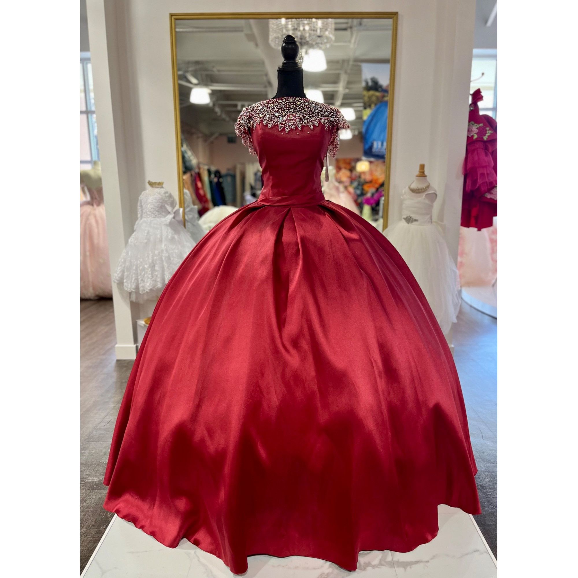 Other House of Wu Lace-up Ballgown 12 Wine Mikado Fabric Size XL / US 12-14 / IT 48-50 - 1 Thumbnail