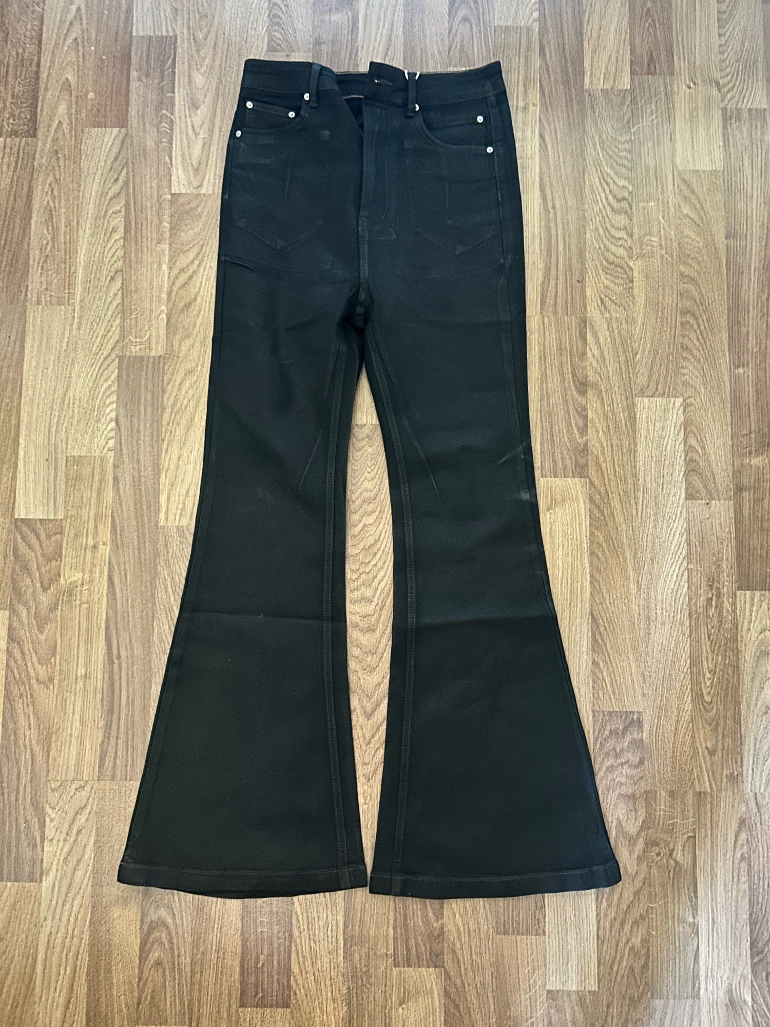 Jean Black Wax Leather Strecth Baggy Jeans Size US 28 / EU 44 - 5 Thumbnail