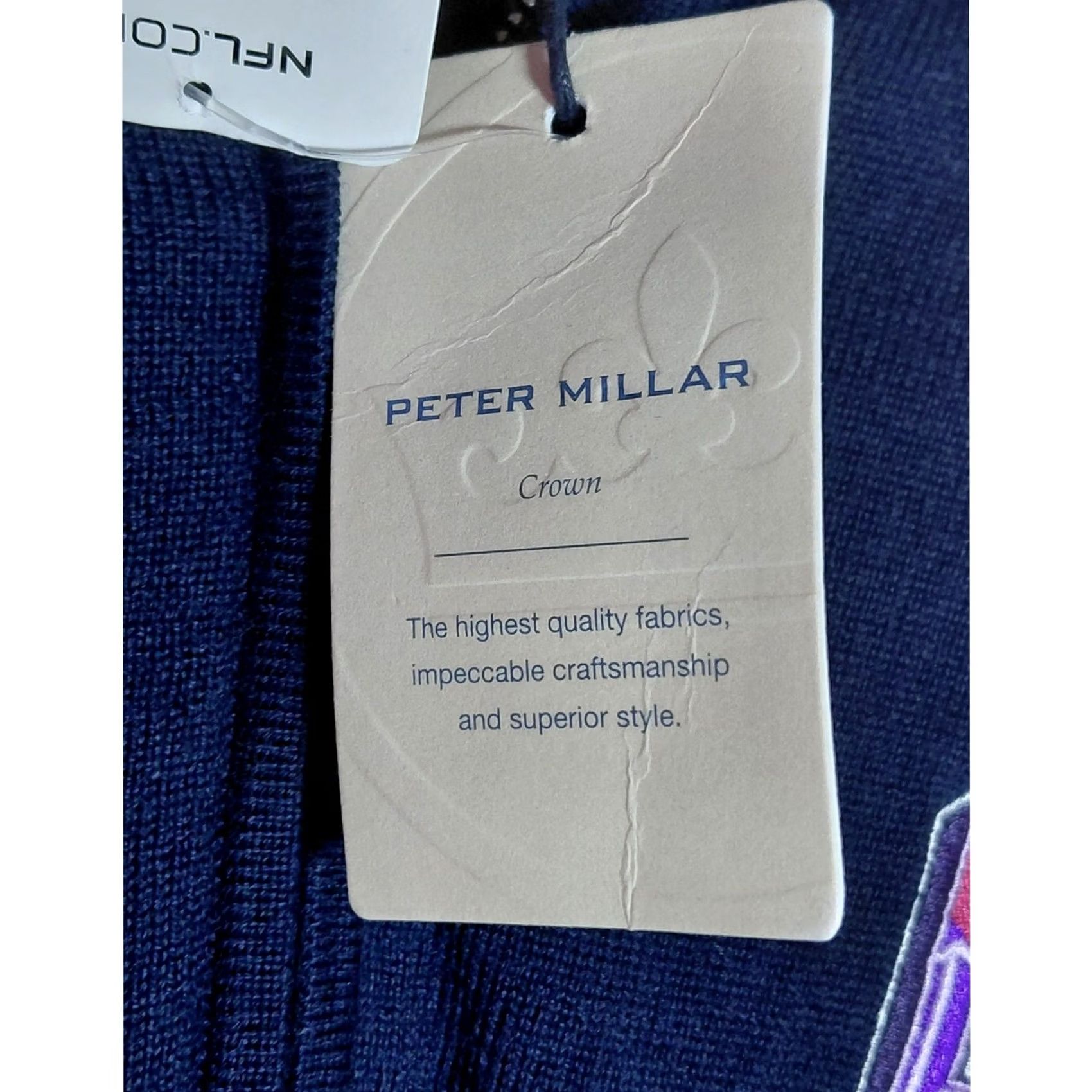 Peter Millar NWT Peter Millar Merino Wool Blend Super Bowl Navy Knit Sweater L Mens Crew Neck Pullover Fashion Sports Winter Casual - Bow Logo Size US L / EU 52-54 / 3 - 6 Thumbnail