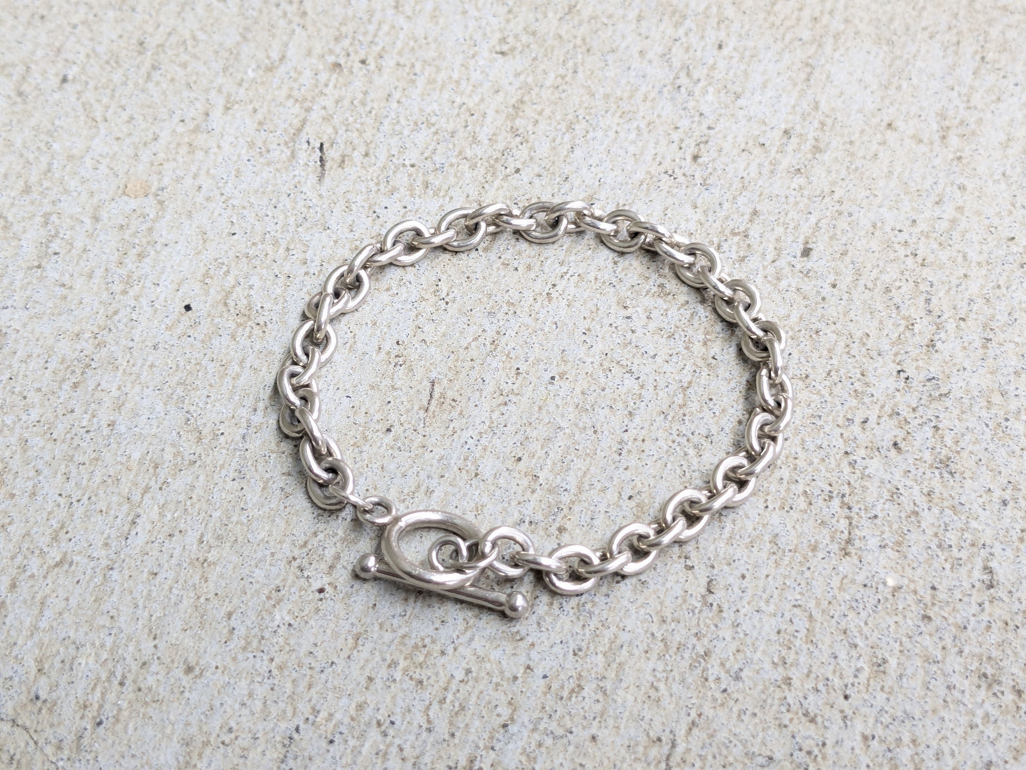Jewelry Vintage Sterling Silver Bracelet Round Rolo Chain 7.5" Y2K Size ONE SIZE - 1 Thumbnail