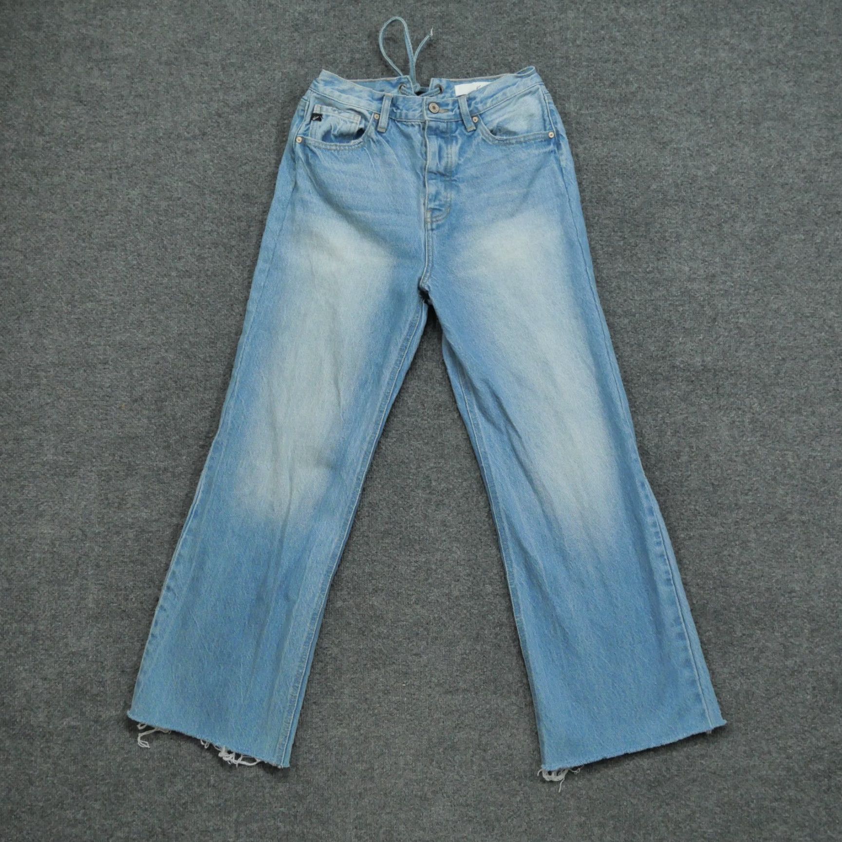 Vintage Kancan Jeans Womens 7 27 Blue Pants Wideleg Raw Hem Back Lace Up 28x28 Jeans Womens Size 28" / US 6 / IT 42 - 2 Thumbnail