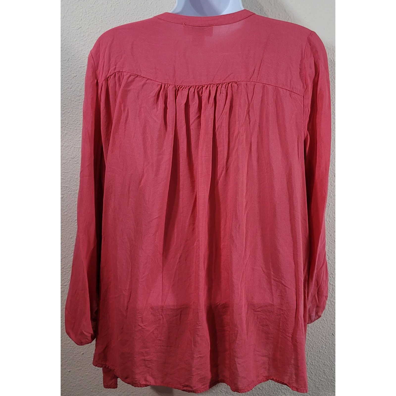 Other Loft Pink Coral Pleated Bodice Button Up Top Medium Flowy Size M / US 6-8 / IT 42-44 - 2 Thumbnail