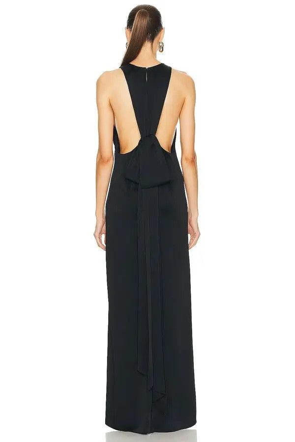 Saint Laurent Paris o1bcso1str1125 Back Tie Dress In Satin Crepe in Black Size M / US 6-8 / IT 42-44 - 5 Thumbnail