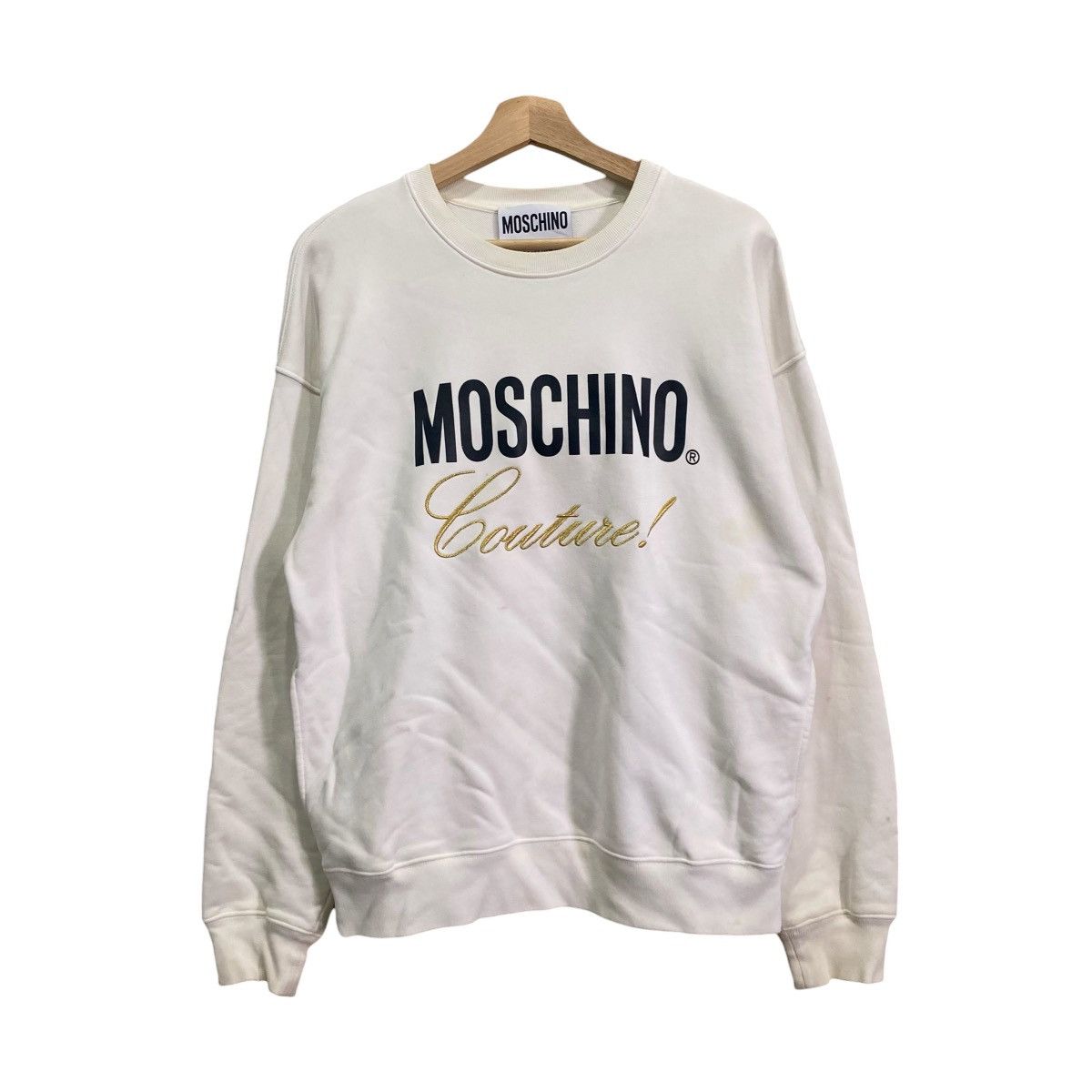 Moschino Moschino Couture Embroidered Big Logo Sweatshirt White Size US M / EU 48-50 / 2 - 1 Thumbnail