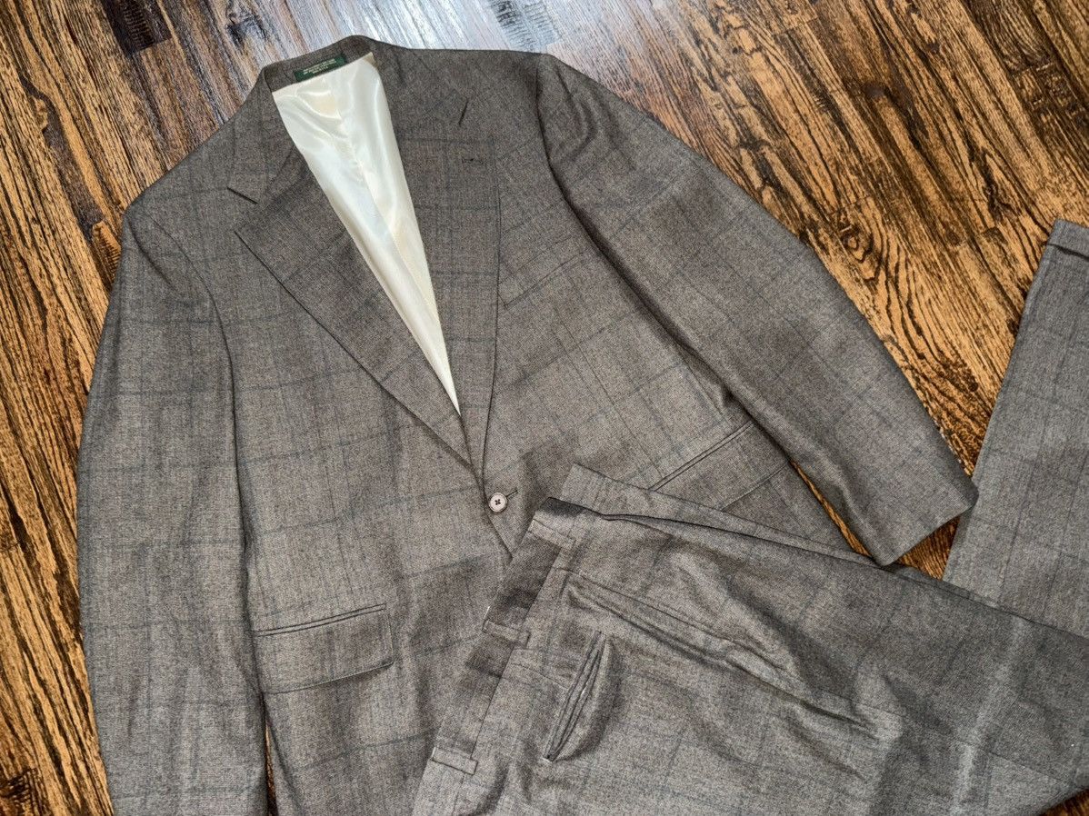 Izod IZOD Tailored Vintage Tan Grey 2pc Suit Jacket & Pant 44L Size 44L - 2 Thumbnail