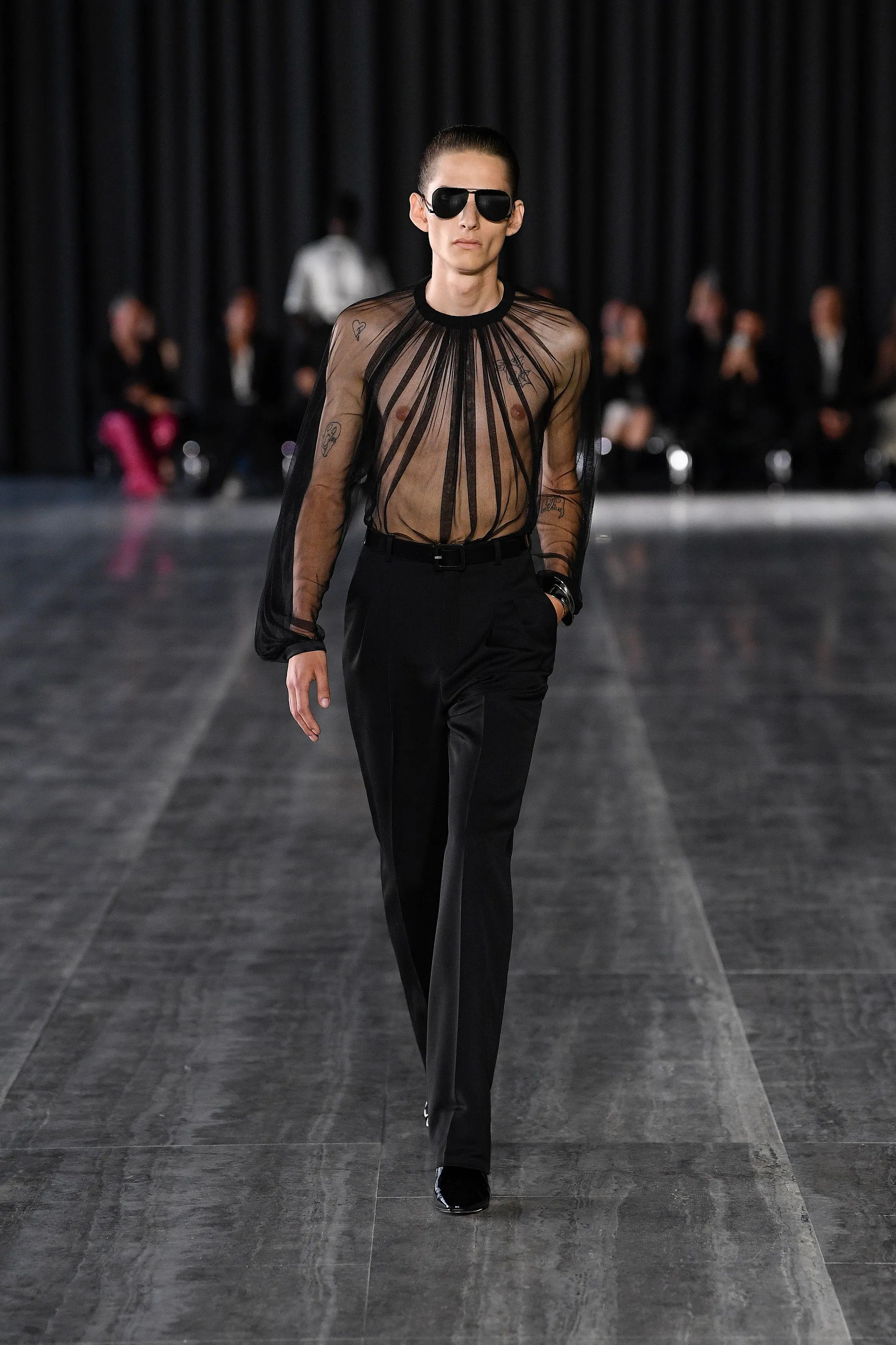 Saint Laurent Paris SS24 Saint Laurent Gathered Blouse in Silk Tulle Size US M / EU 48-50 / 2 - 3 Thumbnail
