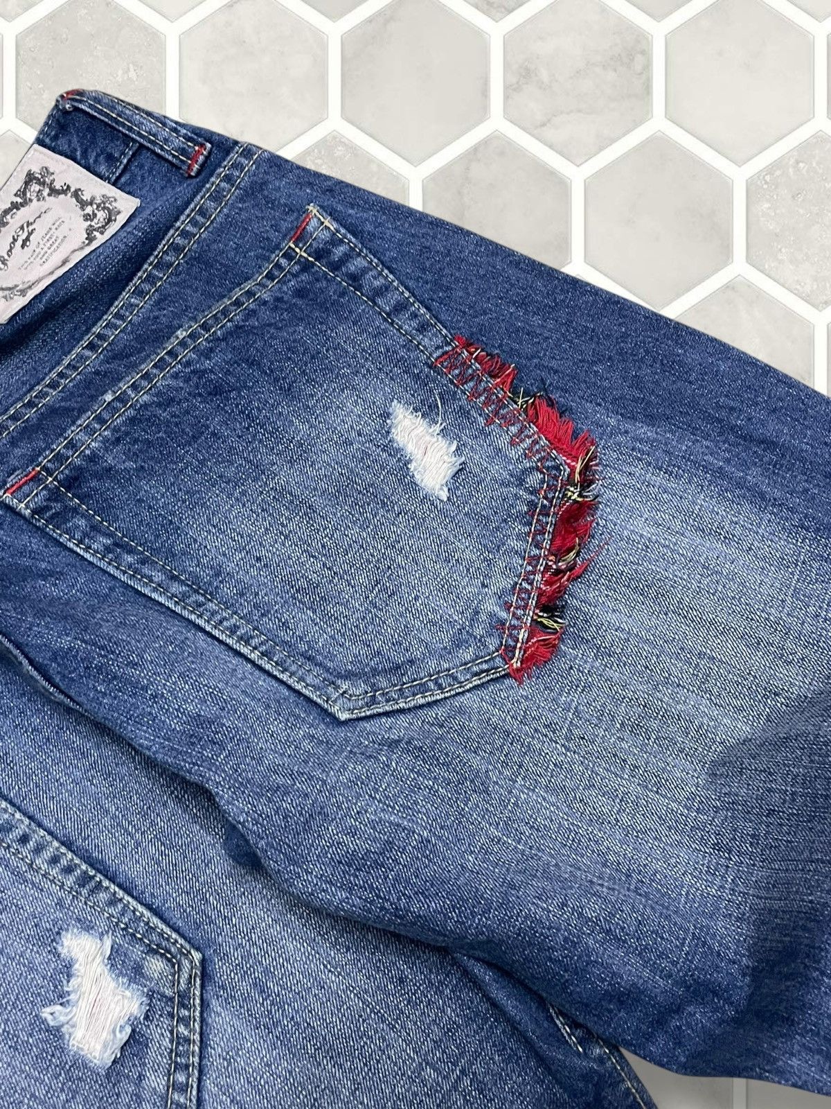Hysteric Glamour Vintate Authentic Japan 90s Root Three Distressed Denim Size US 31 - 16 Thumbnail