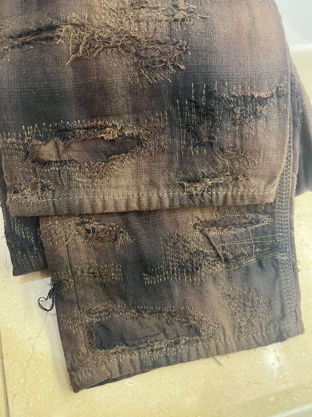 Givenchy boro distressed checker plaid denim pants,size46 Size US 28 / EU 44 - 16 Thumbnail