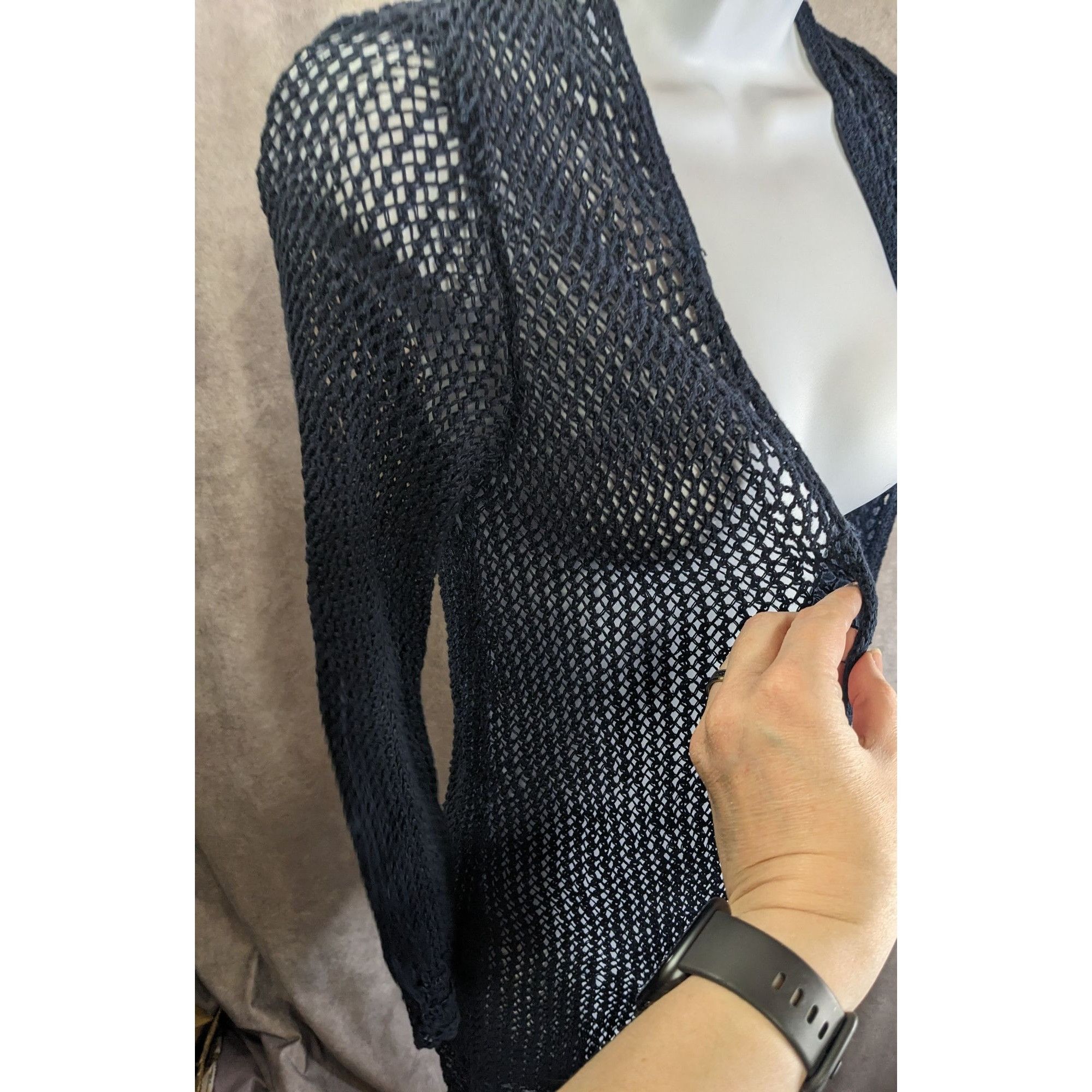Lucky Brand Lucky Brand 90s Style Navy Open Knit Long Sleeve Cardigan Sw Size S / US 4 / IT 40 - 5 Thumbnail