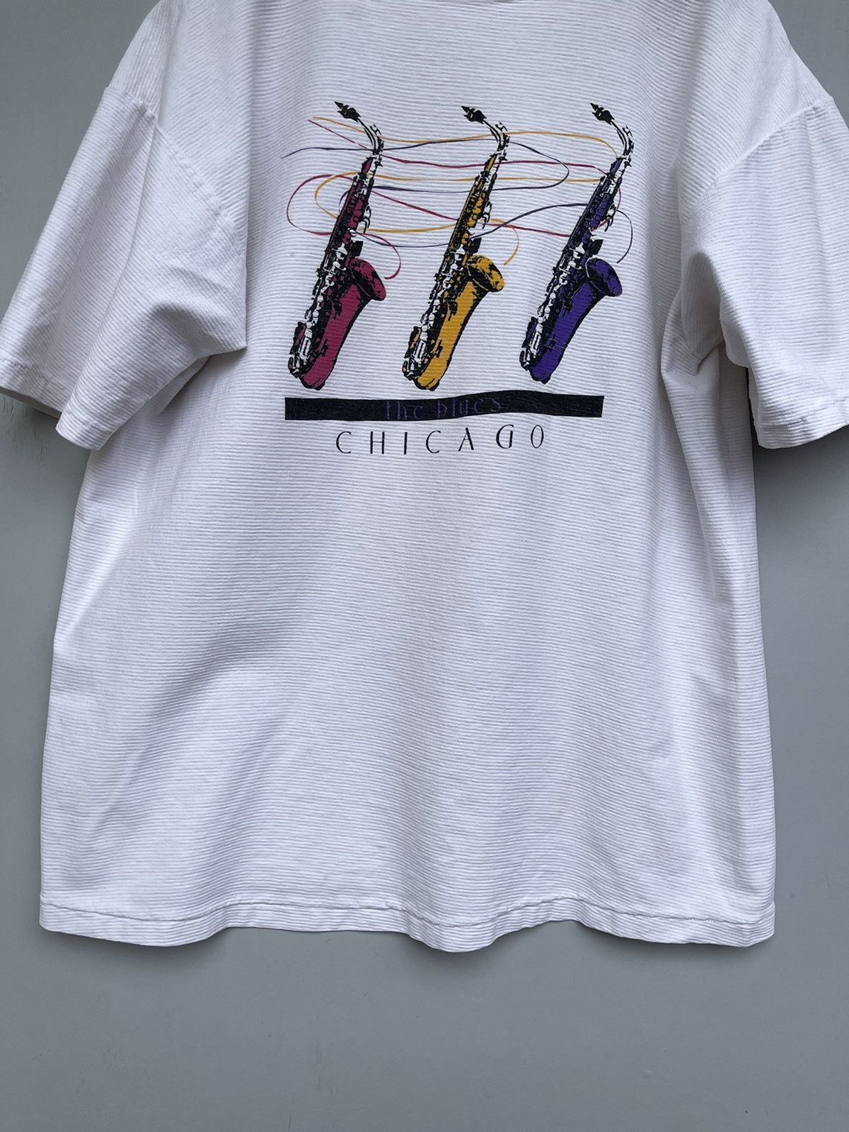 Band Tees The BLUES Chicago Saxofone Jazz Band Vintage T-shirt Size US XL / EU 56 / 4 - 9 Thumbnail