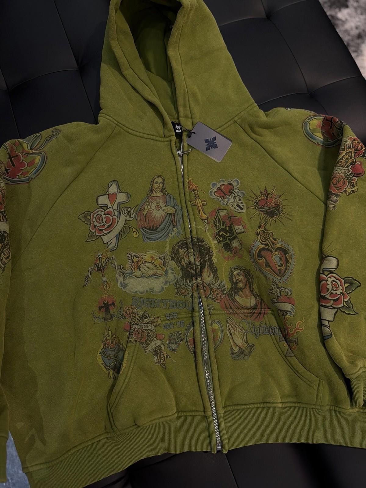 Other XXL- We Are Righteous Green Zip Up Jesus Hoodie Size US XXL / EU 58 / 5 - 4 Thumbnail