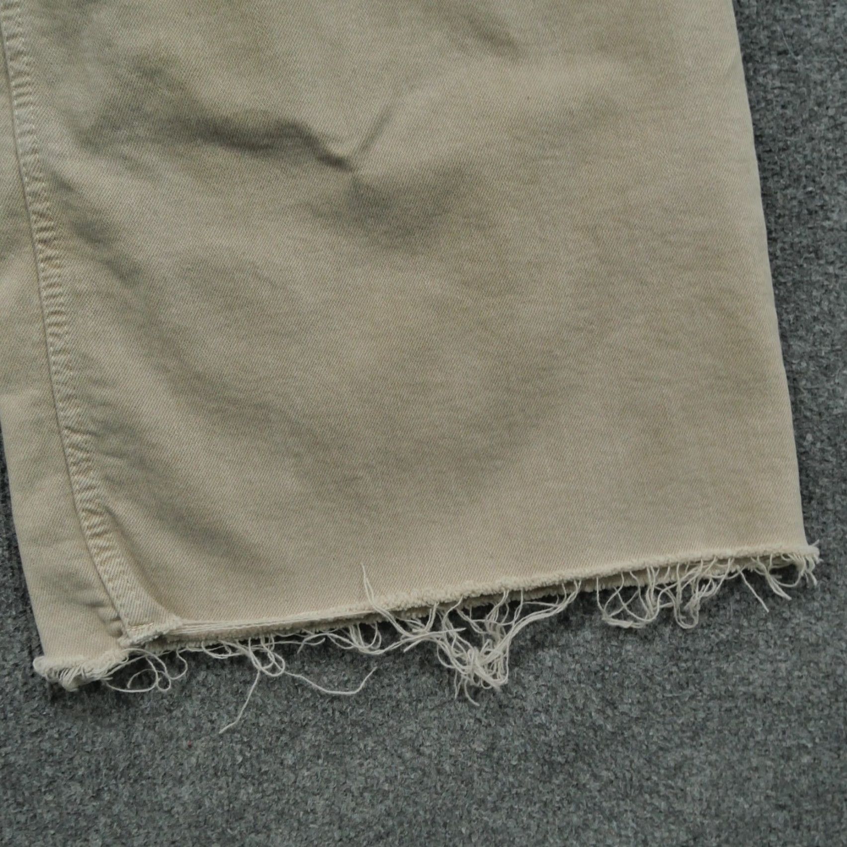 Zara Zara Pants Womens 12 Tan Khaki Wide-Leg Baggy Raw Hem Casual Workwear Beige Midi Cropped Lightweight Size 30" / US 8 / IT 44 - 3 Thumbnail