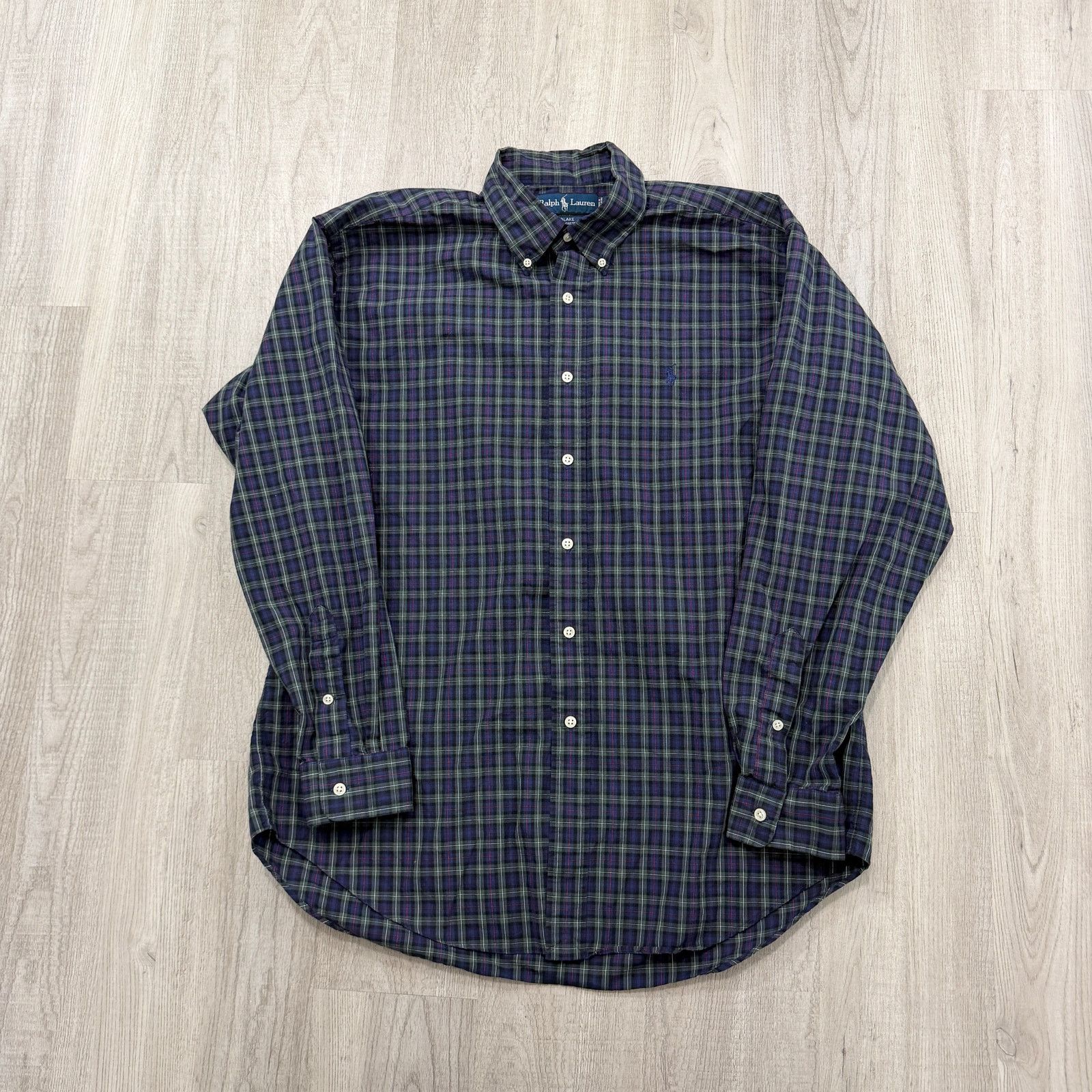 Polo Ralph Lauren Vintage Polo Ralph Lauren Blake Shirt Men's Large Blue Green Size US L / EU 52-54 / 3 - 1 Thumbnail
