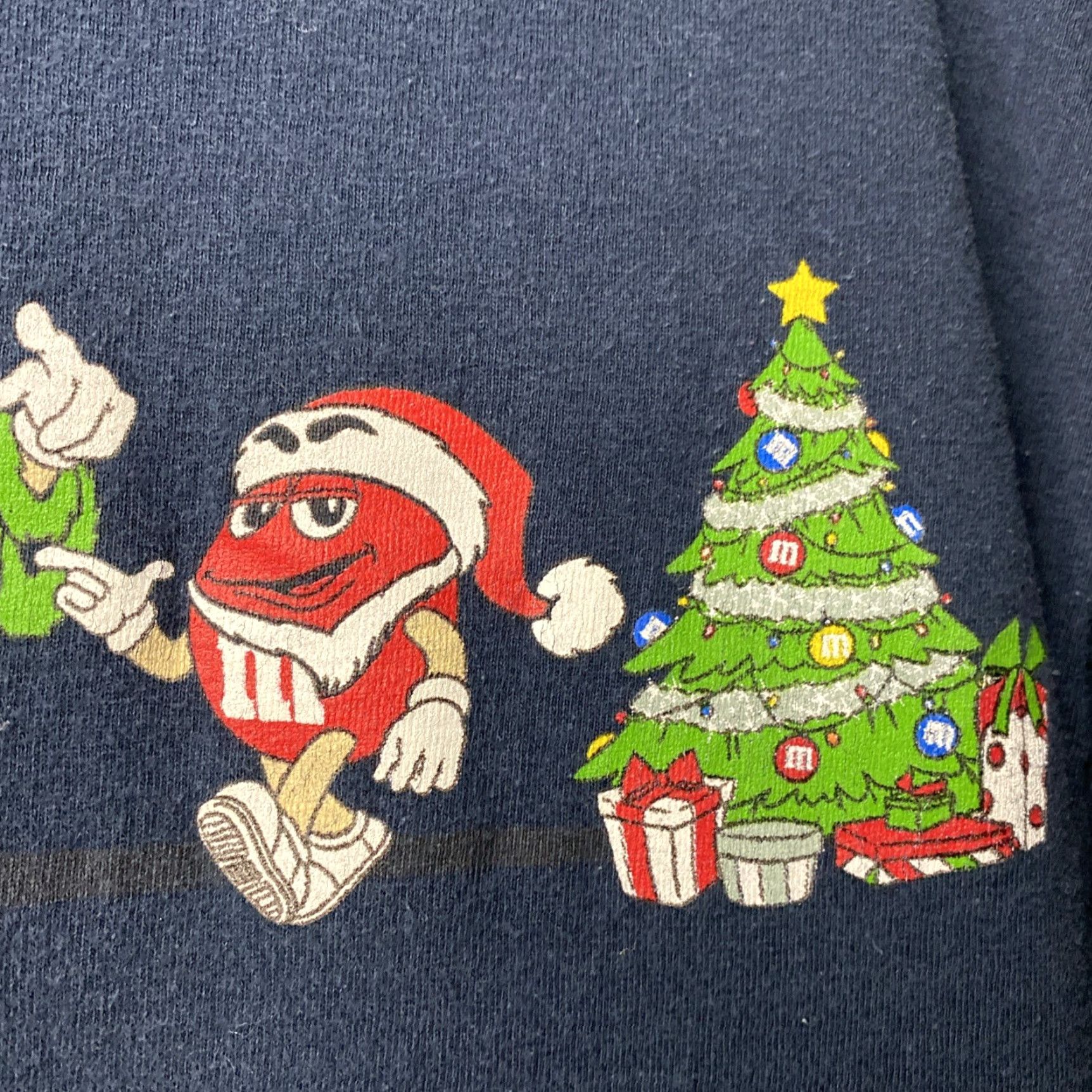 Vintage VTG M&M’s Christmas T-Shirt Navy Blue Regular Size L Men Graphic Print 90s Logo Holiday Cartoon Candy Christmas Theme Vintage Size US L / EU 52-54 / 3 - 5 Thumbnail