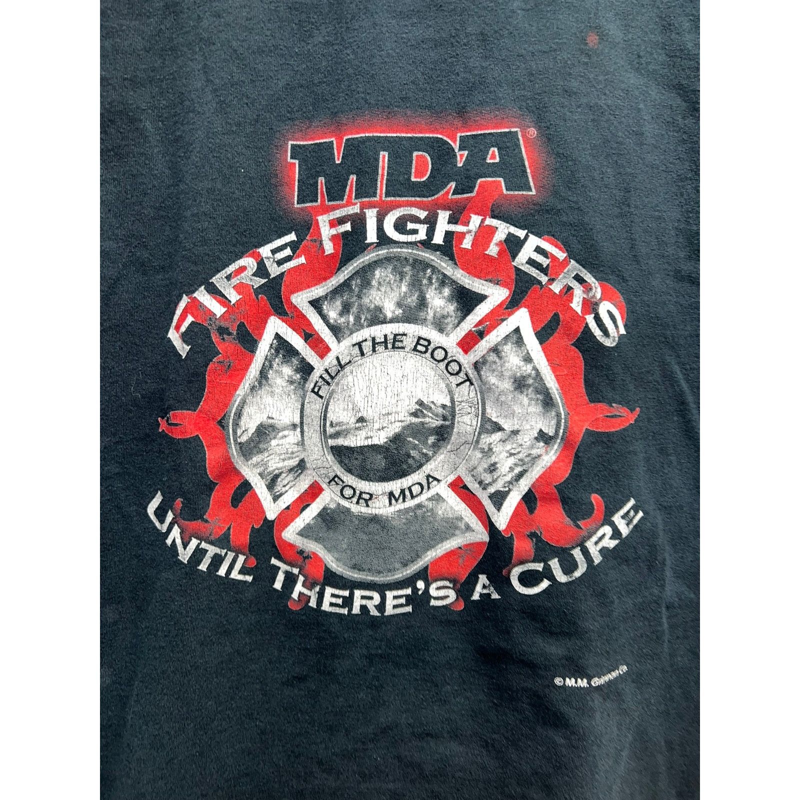 Gildan Vintage Fill The Boot Fire Fighter Shirt MDA Black Tee VTG X Size US XL / EU 56 / 4 - 7 Thumbnail