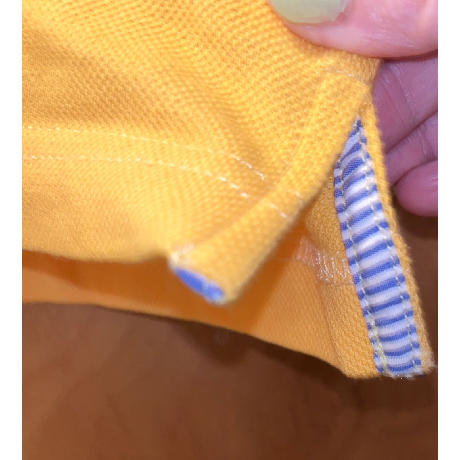 Vintage Mens Large ALEX DORIANI Yellow Polo Blue Stripe Collar 100% Cotton Size US L / EU 52-54 / 3 - 5 Thumbnail