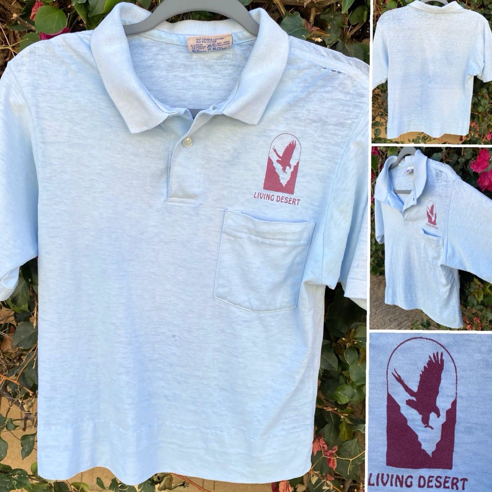 Hanes VINTAGE Hanes Pocket Polo Shirt Short Sleeve Blue 1980s Size M Distressed Thrashed Unisex Mens Womens Boys Girls Size US M / EU 48-50 / 2 - 4 Thumbnail
