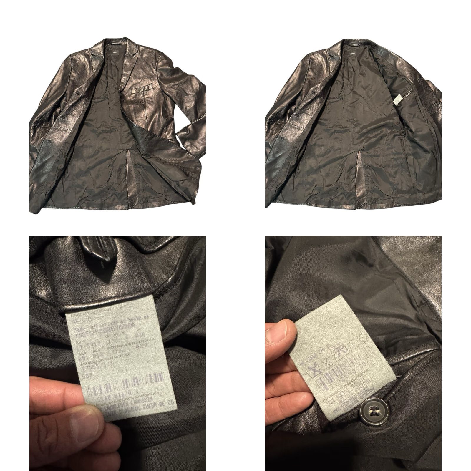 Hugo Boss VINTAGE Hugo Boss Leather Blazer Jacket Button Size 42R Mens Blazer 90s Classic Designer Black Size 42R - 10 Thumbnail