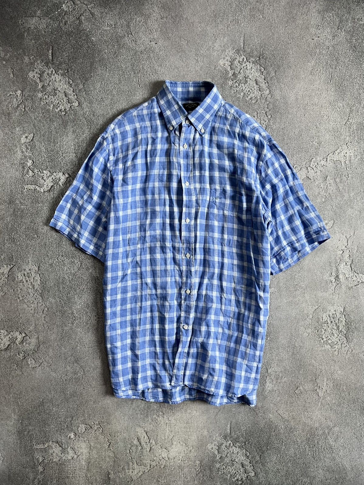 Paul & Shark Paul & Shark Yachting Linen Short Sleeve Button Shirt Plaid Size US M / EU 48-50 / 2 - 1 Thumbnail