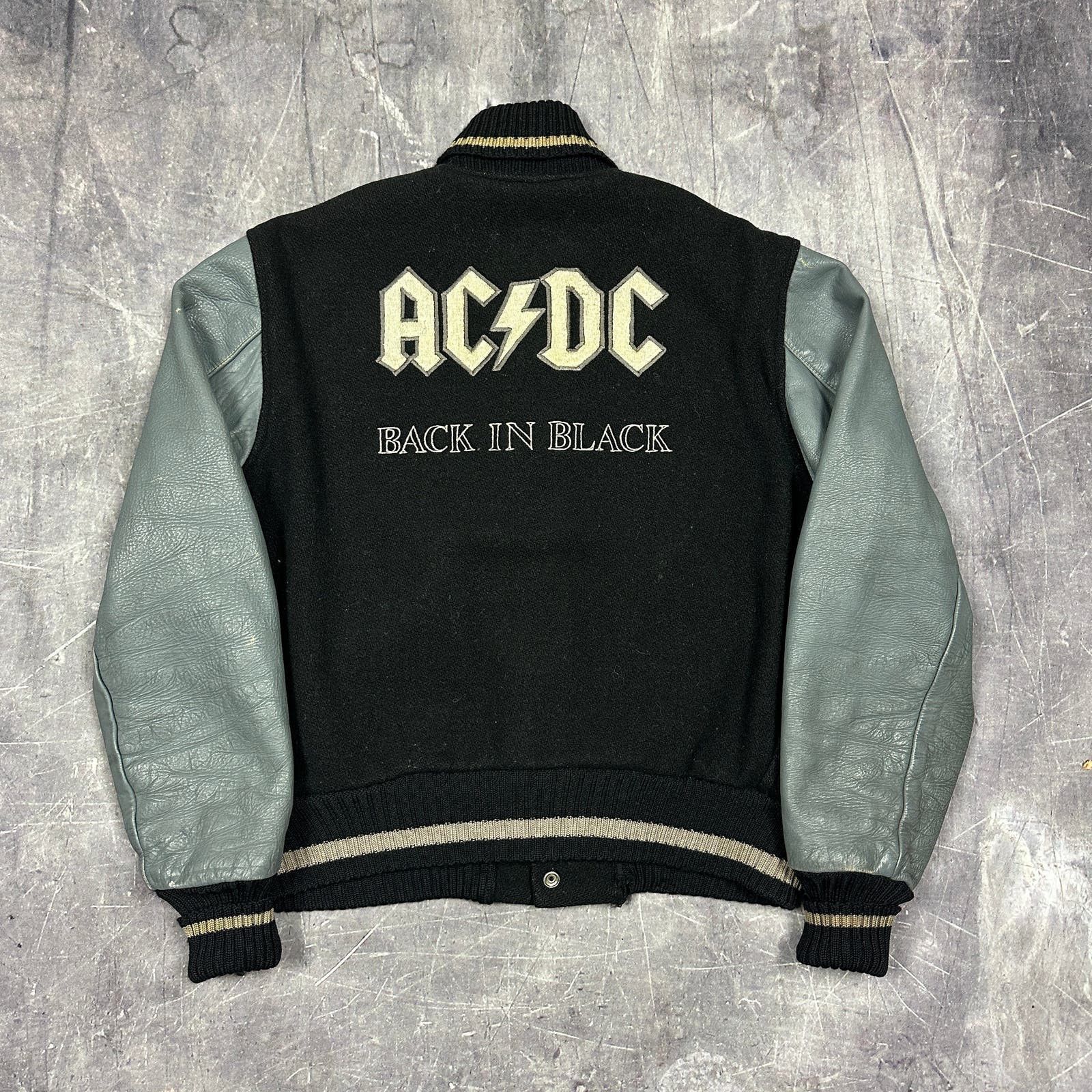 image of 80's Ac/dc Back In Black Tour Letterman Varsity Jacket M W75, Men's (Size Medium)