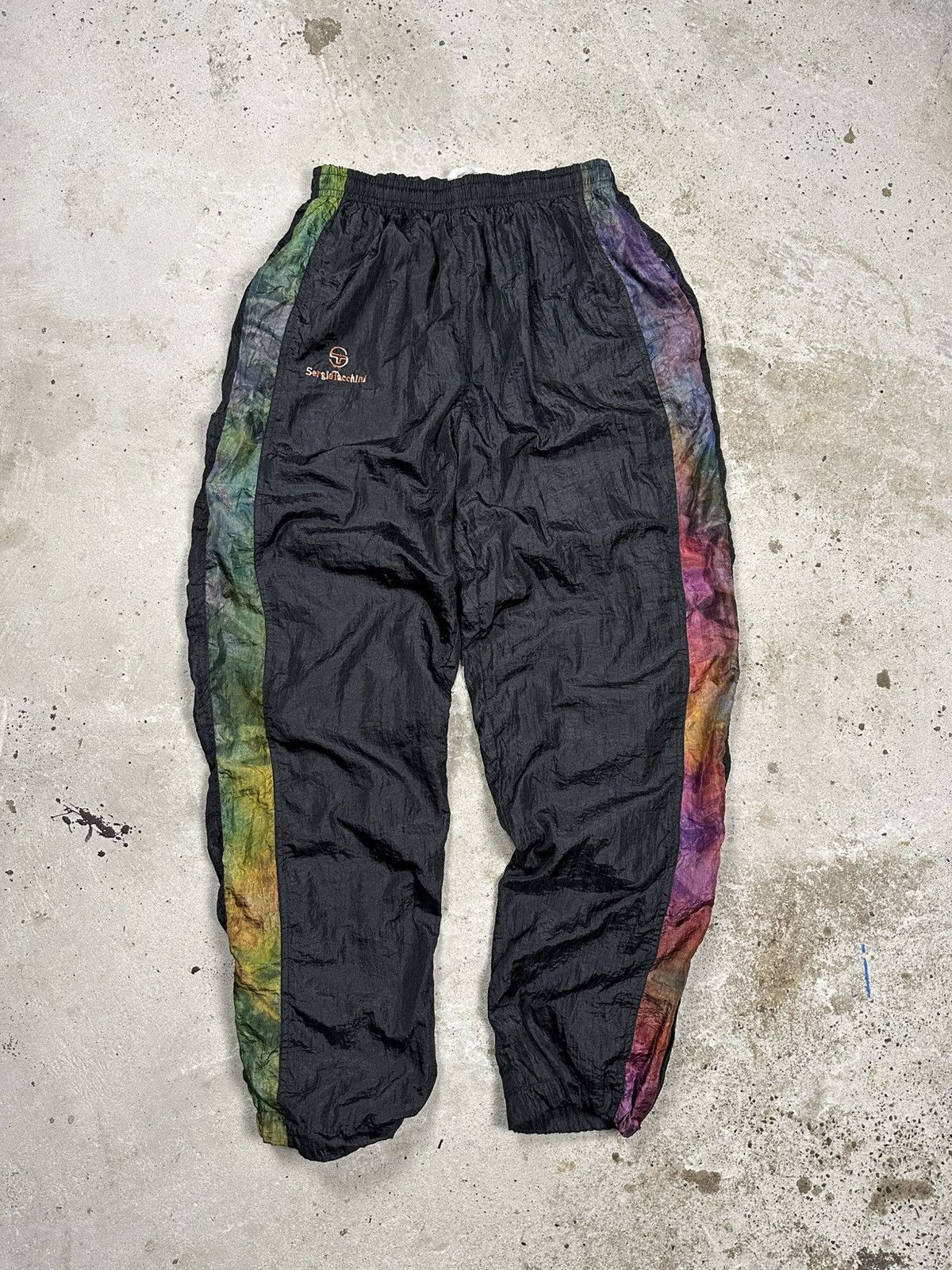 Sergio Tacchini Vintage 90s Sergio Tacchini Black Baggy Track Pants Taped Size US 34 / EU 50 - 1 Thumbnail