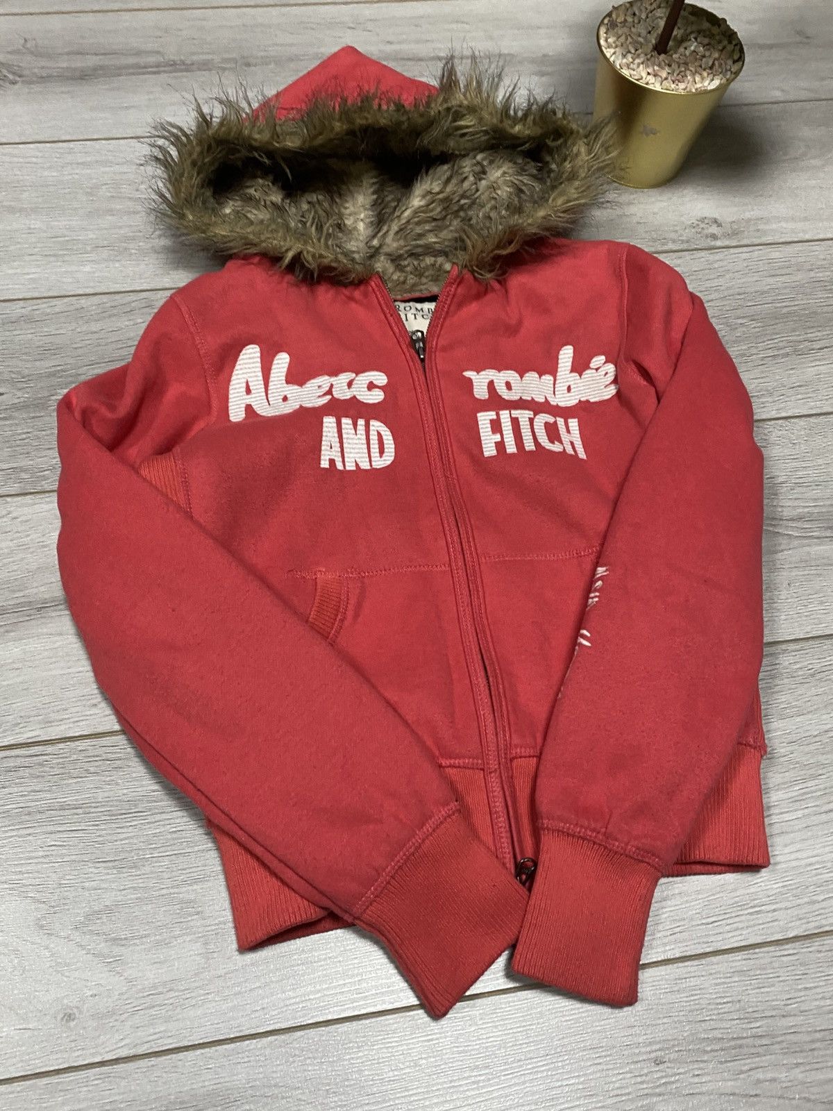 Abercrombie & Fitch Abercrombie full fur hood Y2K big logo heavy zip hoodie Size L / US 10 / IT 46 - 6 Thumbnail