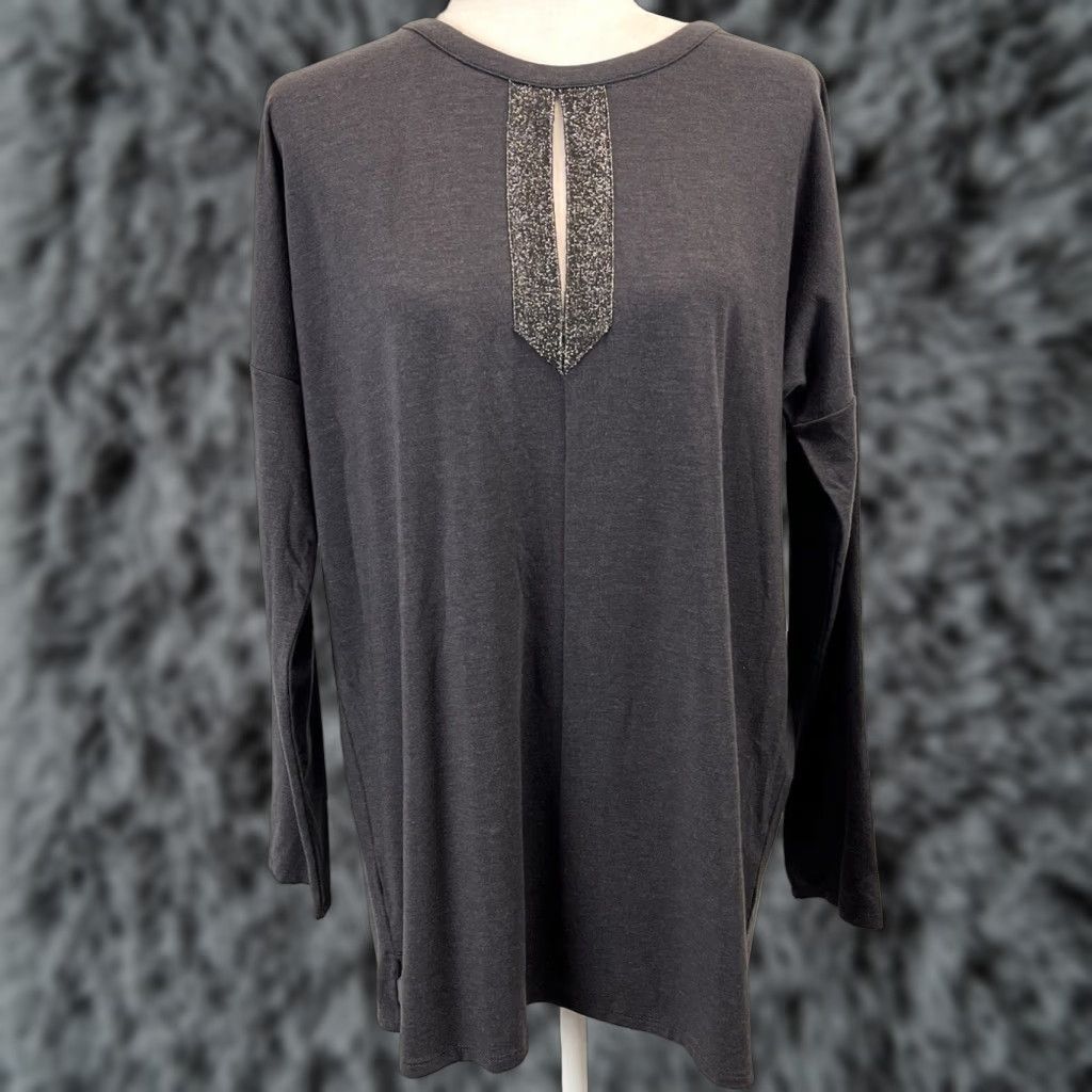 J. Jill J. Jill Tunic Top Gray Medium Womens Long Sleeve Soft Tencel Blend Pullover Round Neck Classic Comfort Size M / US 6-8 / IT 42-44 - 1 Thumbnail