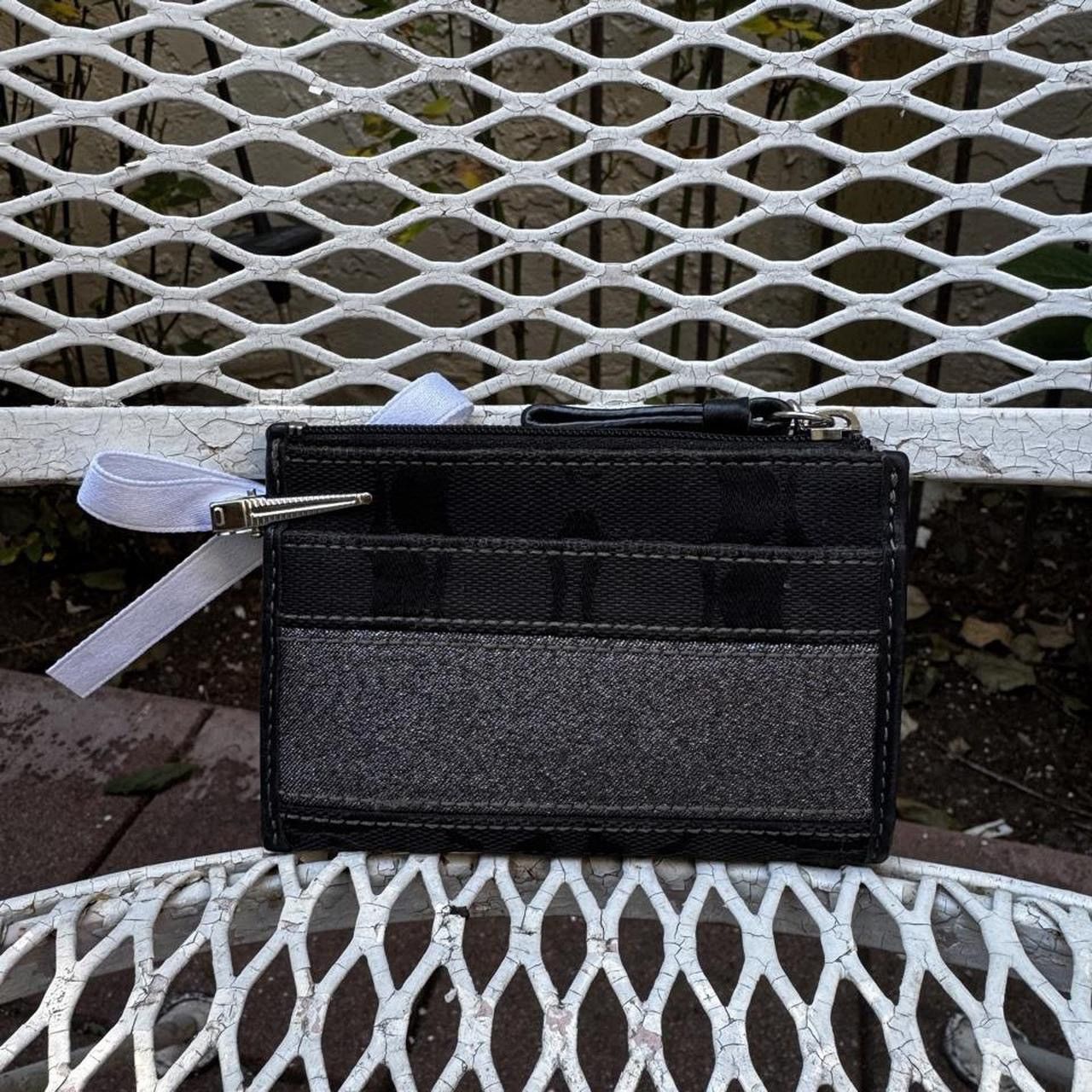 Coach Coach Black Monogramed Cardholder with Silver Stripe Size ONE SIZE - 2 Thumbnail