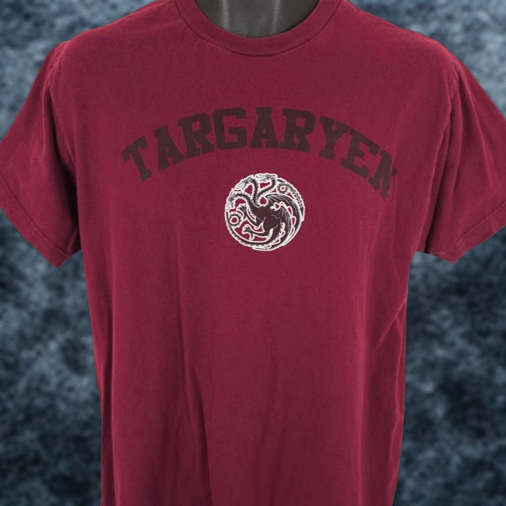Vintage Game Of Thrones T Shirt Mens Large Red TV Series House Targaryen Size US L / EU 52-54 / 3 - 1 Thumbnail