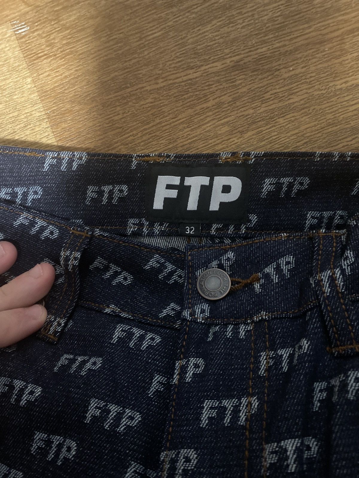 Fuck The Population FTP - Jacquard Denim Logo Trucker Pants Size US 34 / EU 50 - 5 Thumbnail