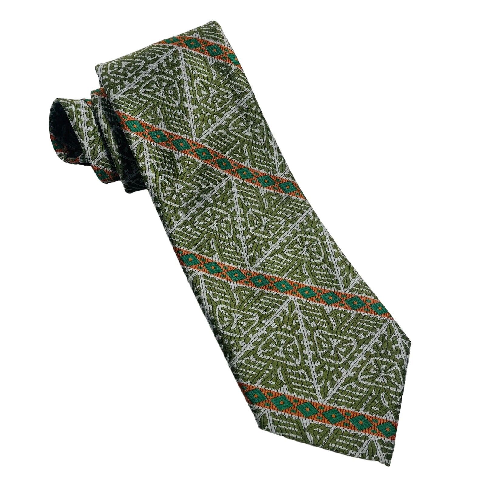 Vintage The Huckster Mens Necktie Green Orange Neck Tie Size ONE SIZE - 11 Thumbnail