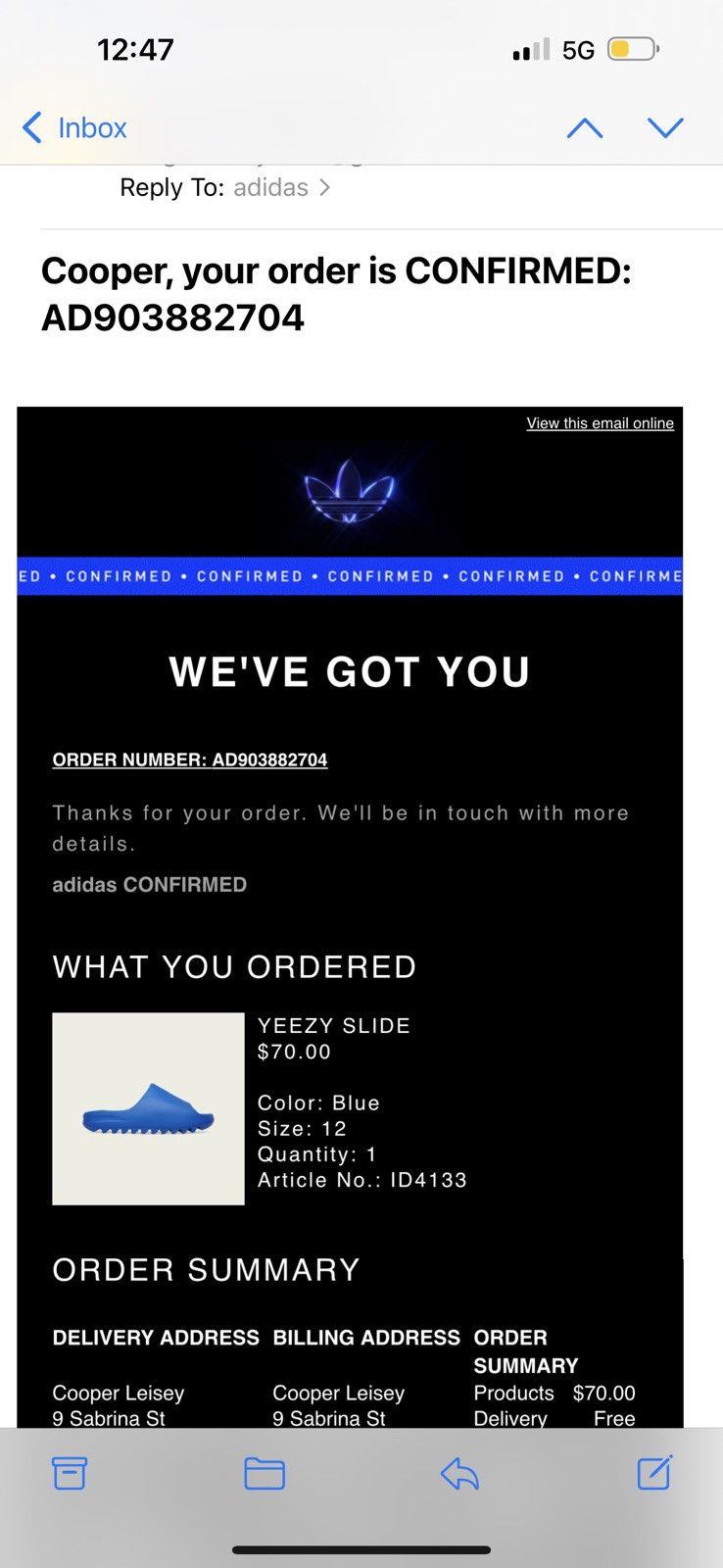 Adidas Adidas Yeezy Slides ‘Azure’ 2023 Size 12 Brand New YZY Size US 12 / EU 45 - 9 Thumbnail