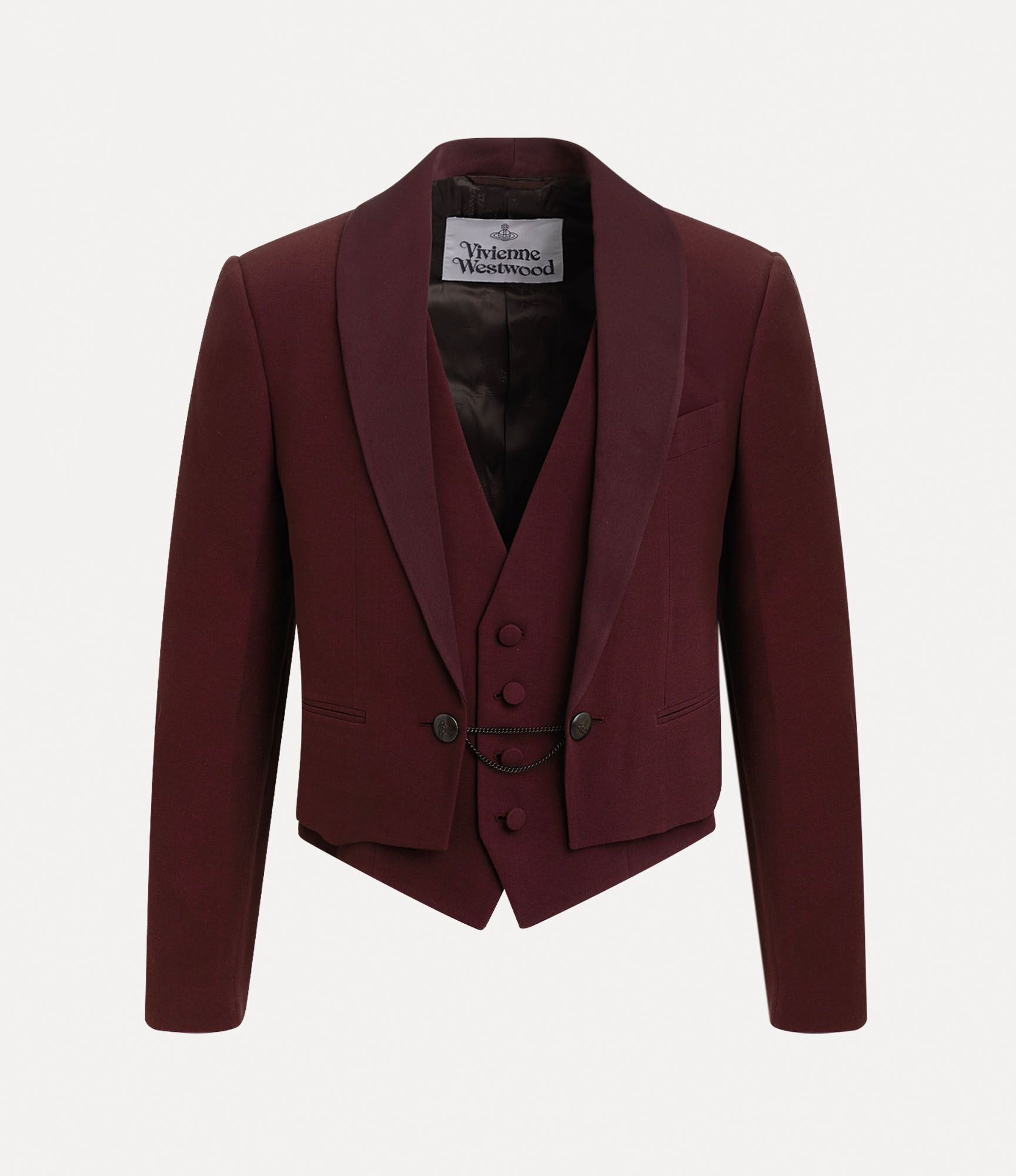 Vivienne Westwood o1f1d3z0525 Cropped Bellboy Jacket Viscose in Burgundy Size US XL / EU 56 / 4 - 1 Thumbnail
