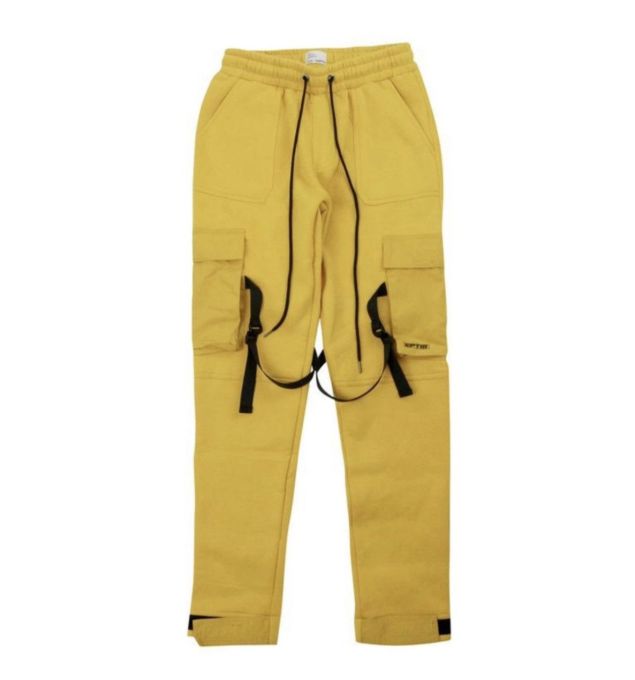 EPTM. EPTM Mustard Yellow Black Straps Cargo Fleece Sweatpants. Size US 32 / EU 48 - 1 Thumbnail