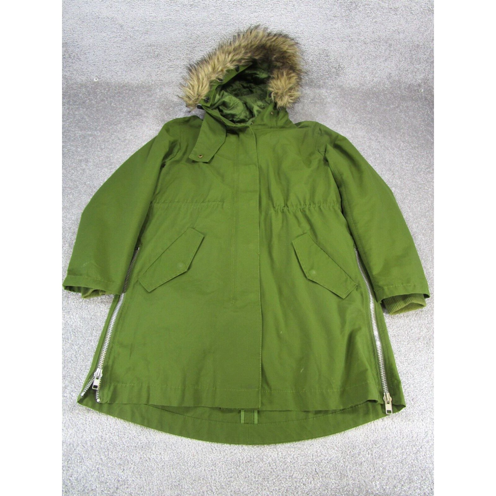 Madewell Madewell Jacket Womens Medium Side Zip Field Parka Lined Hooded Green Stains Grailed