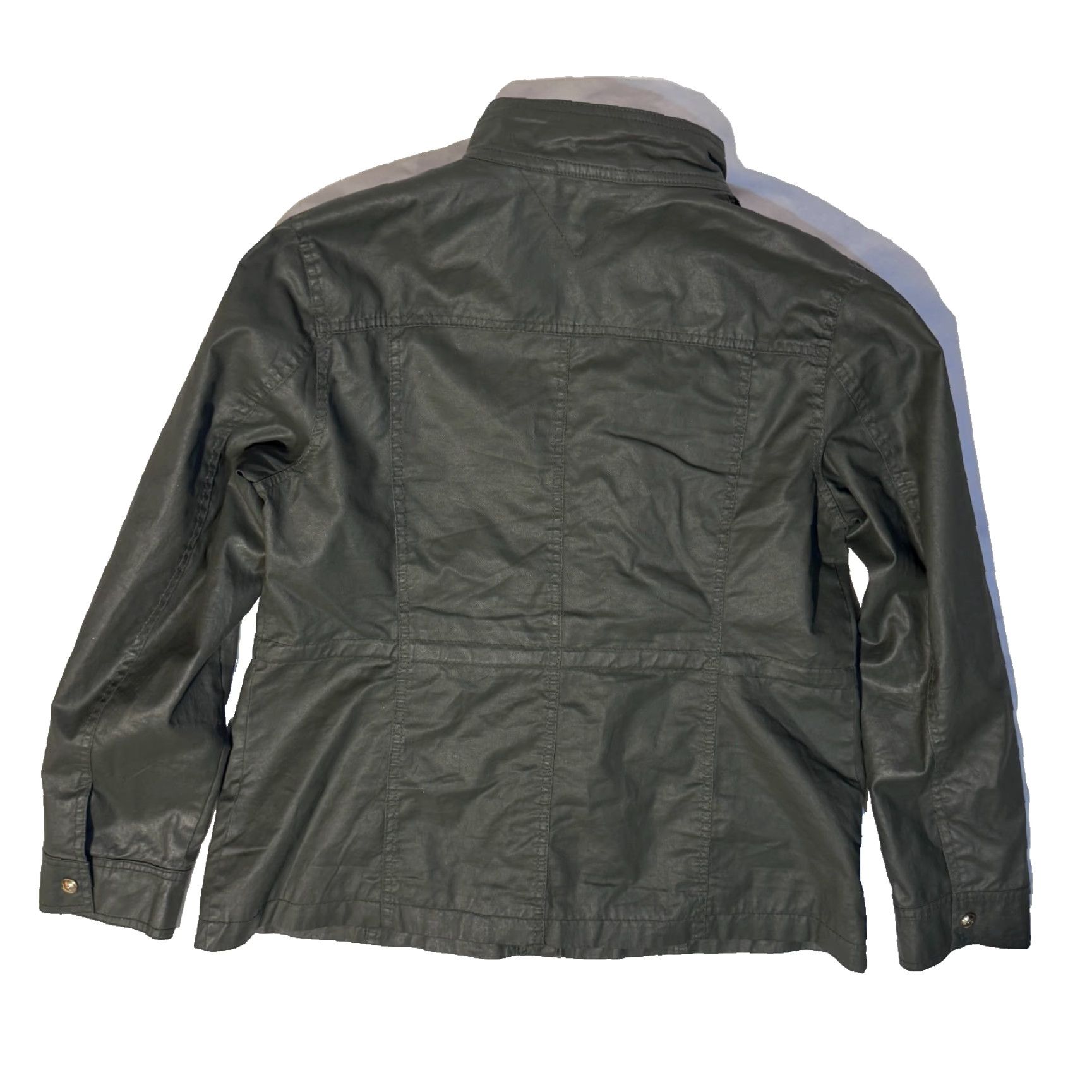 Tommy Hilfiger Tommy Hilfiger Lightweight Olive Green Waxed Utility Military Moto Jacket XL Women's Regular Size Size XL / US 12-14 / IT 48-50 - 8 Thumbnail