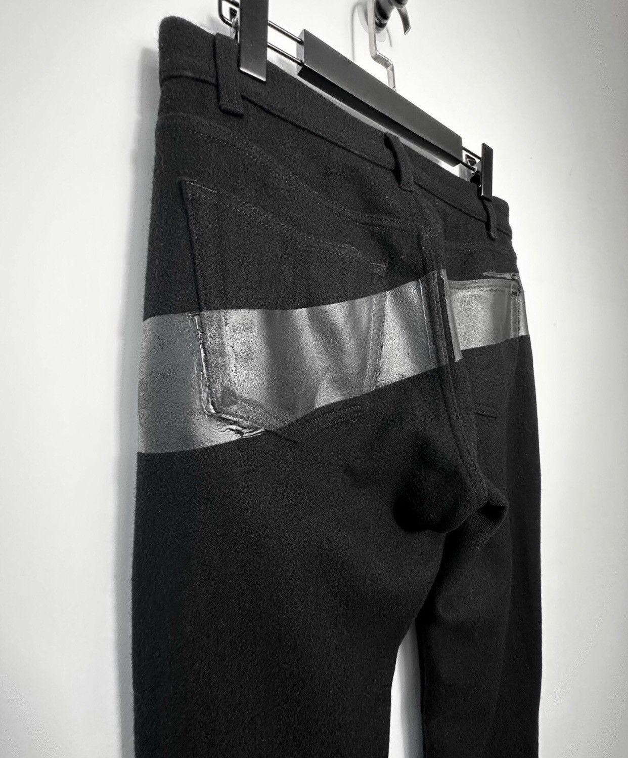 Helmut Lang Helmut Lang 1997 Rubber Strip Black Wool Pants Size US 30 / EU 46 - 5 Thumbnail