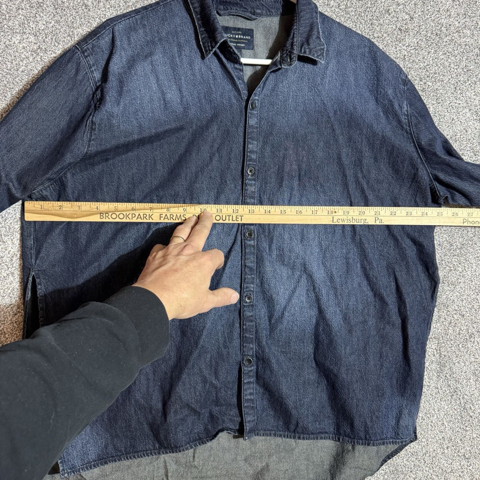 Lucky Brand Lucky Brand Denim Shirt Women Large True Indigo Grunge Boho Size L / US 10 / IT 46 - 2 Thumbnail